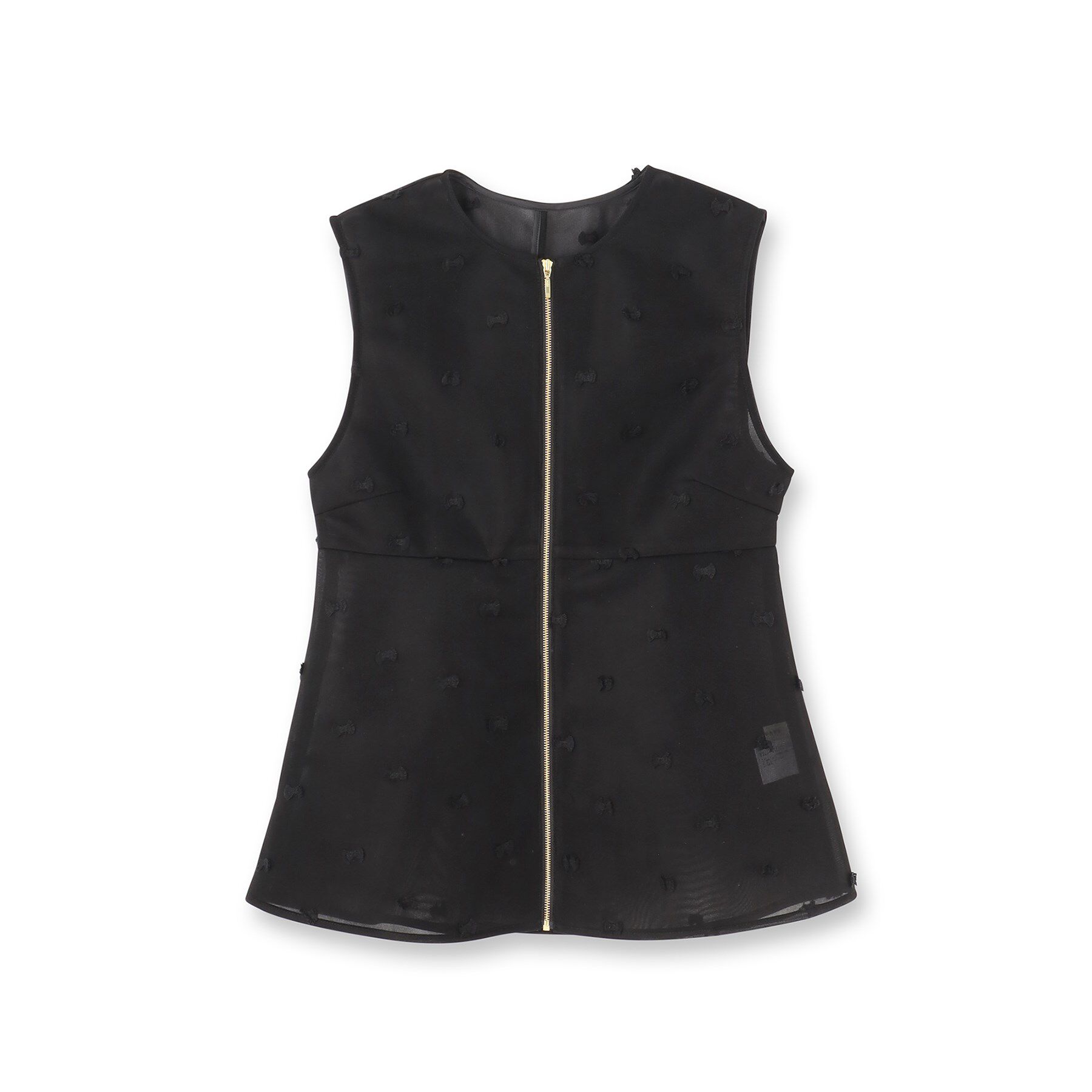 SunaUna「【ペプラム／ジップアップ】リボンジャカードトップス」|シャツ・ブラウス|