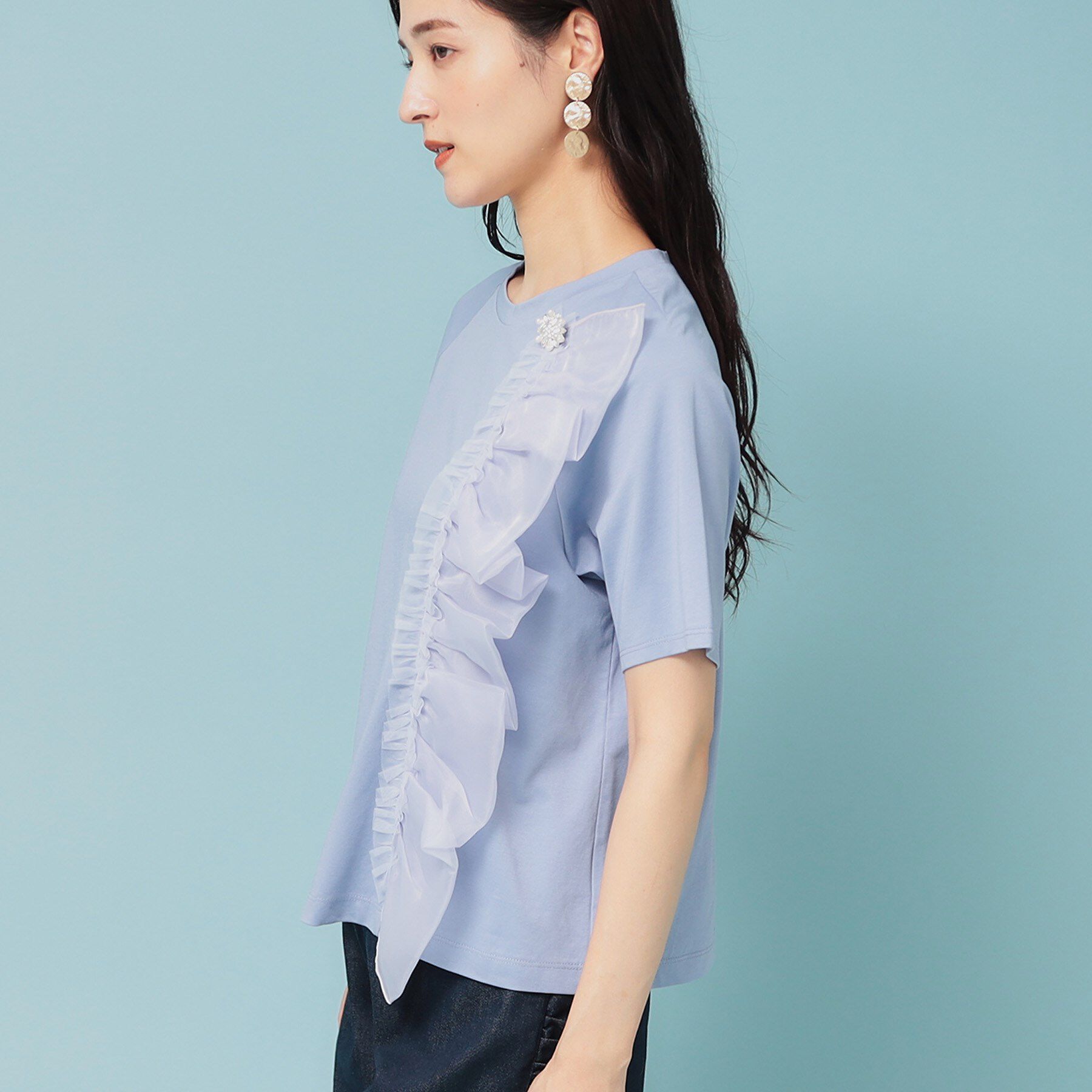 SunaUna「【オーガンジーラッフル】大人フェミニンTシャツ」|Tシャツ・カットソー|