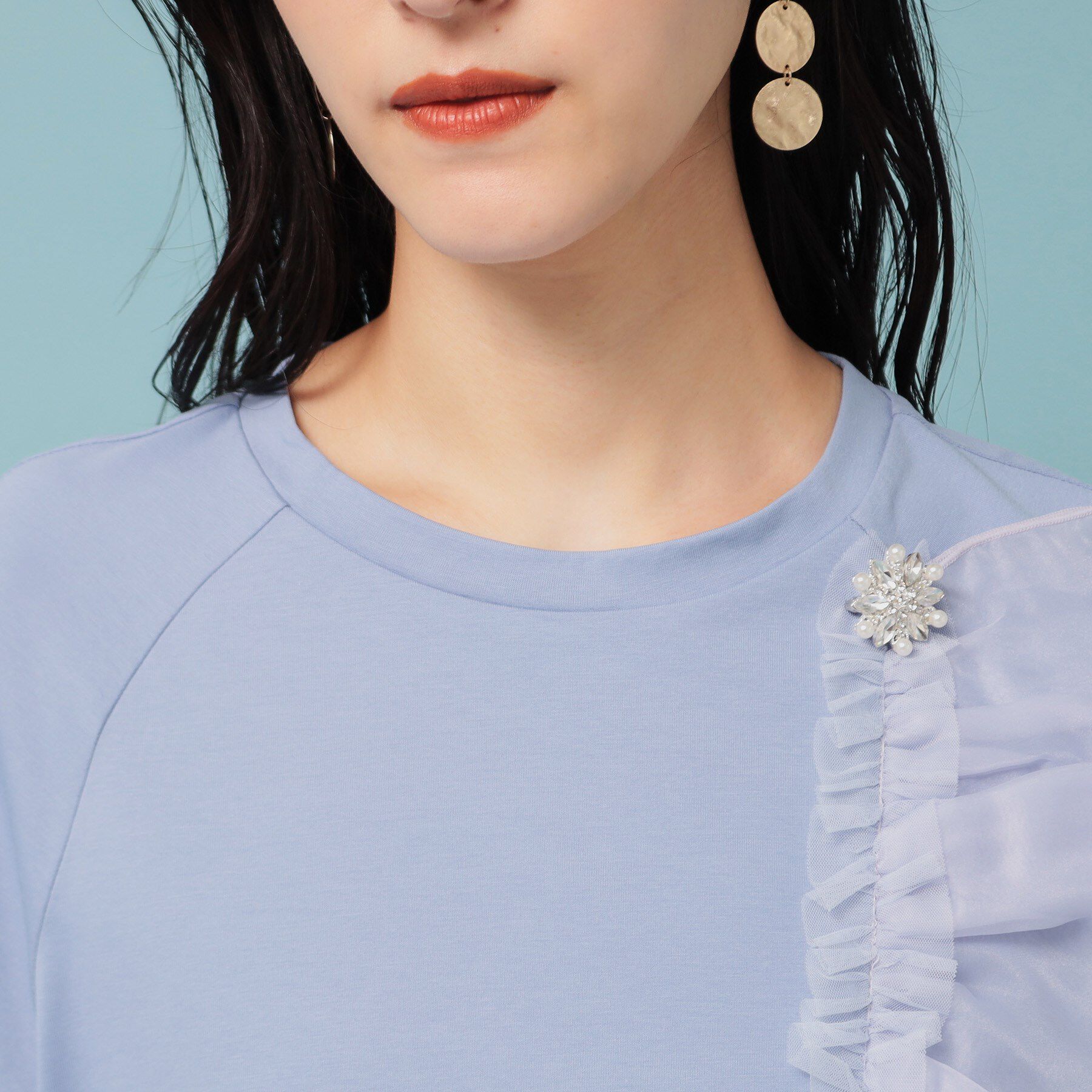 SunaUna「【オーガンジーラッフル】大人フェミニンTシャツ」|Tシャツ・カットソー|