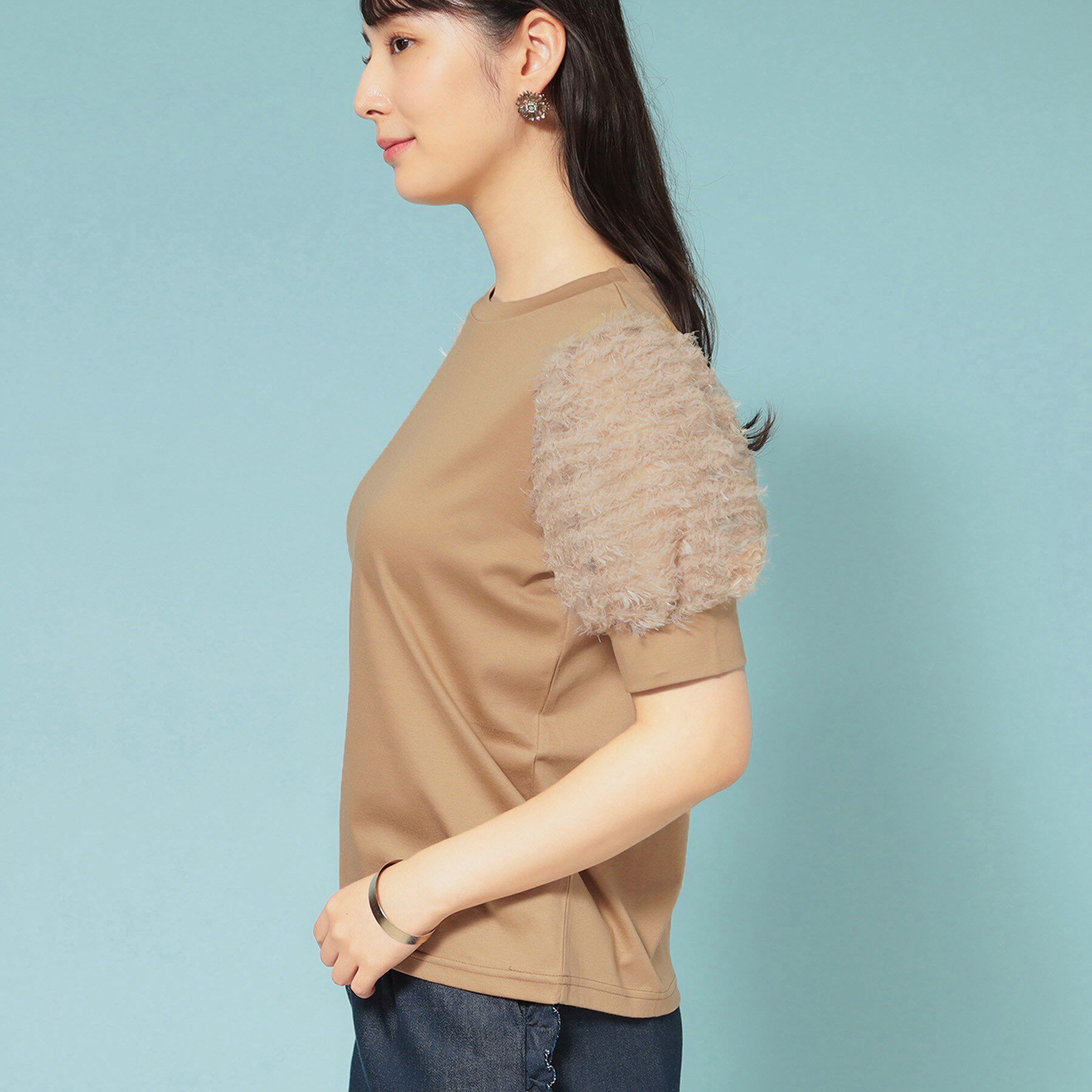 SunaUna「【チュール袖】パフスリーブカットソー」|Tシャツ・カットソー|