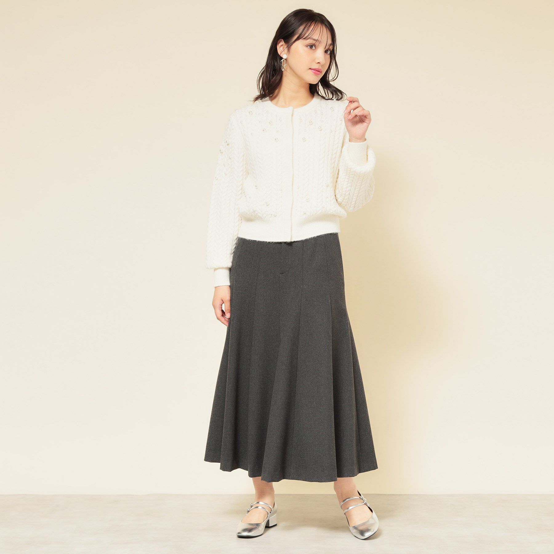 SunaUna「【COLLECTION LINE】パール調カーデ」|カーディガン|