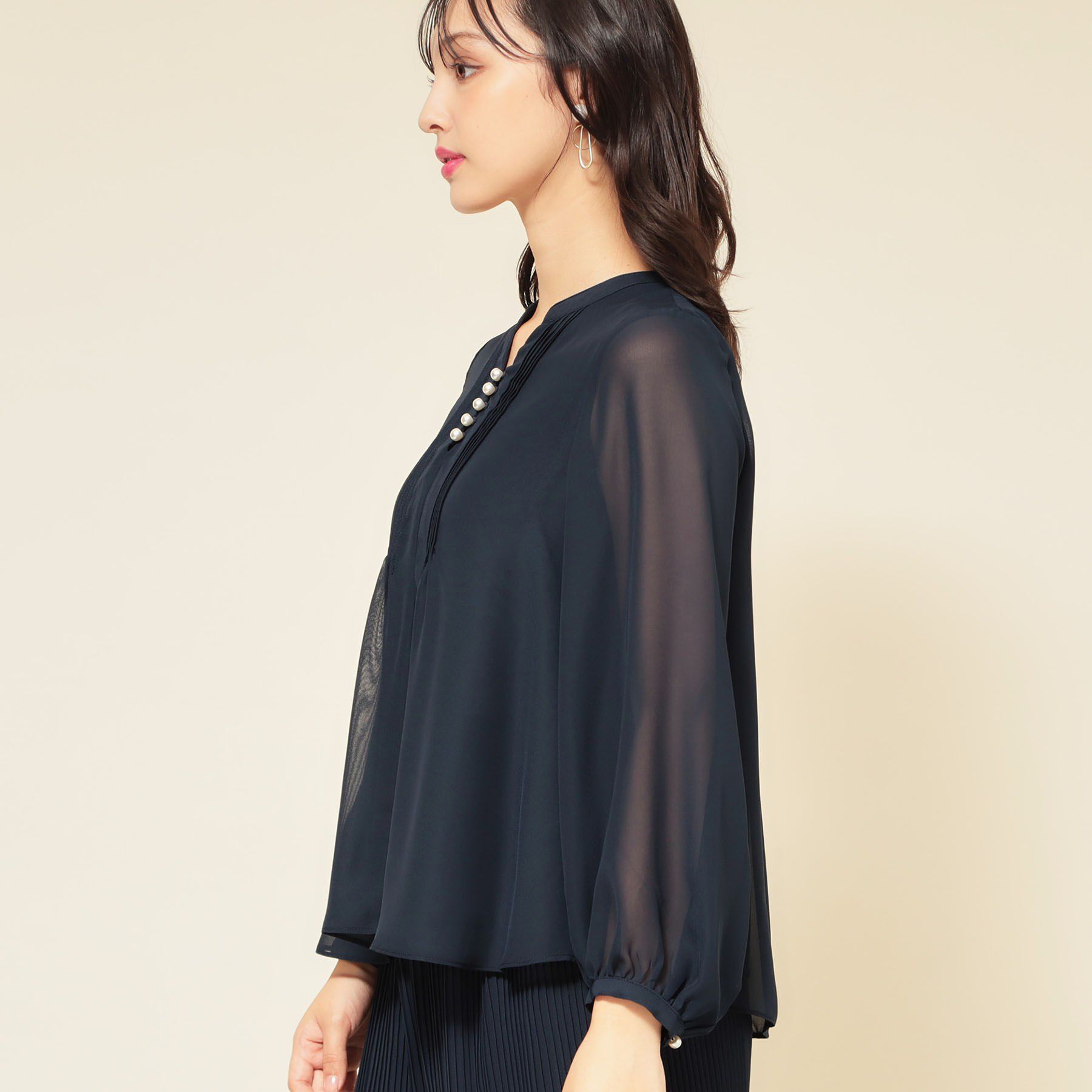 SunaUna「【ピンタック／セットアップ可】シフォンブラウス」|シャツ・ブラウス|