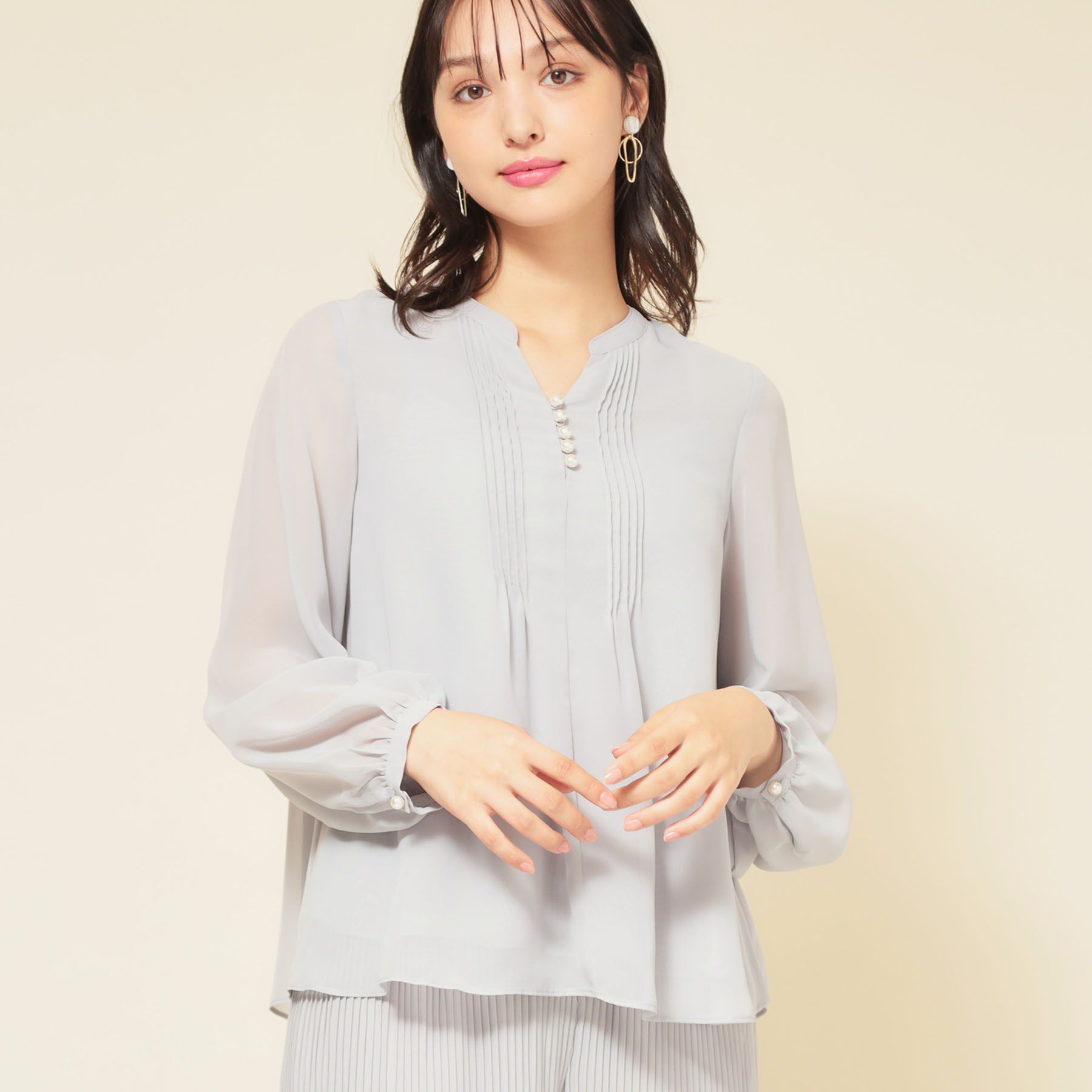 SunaUna「【ピンタック／セットアップ可】シフォンブラウス」|シャツ・ブラウス|