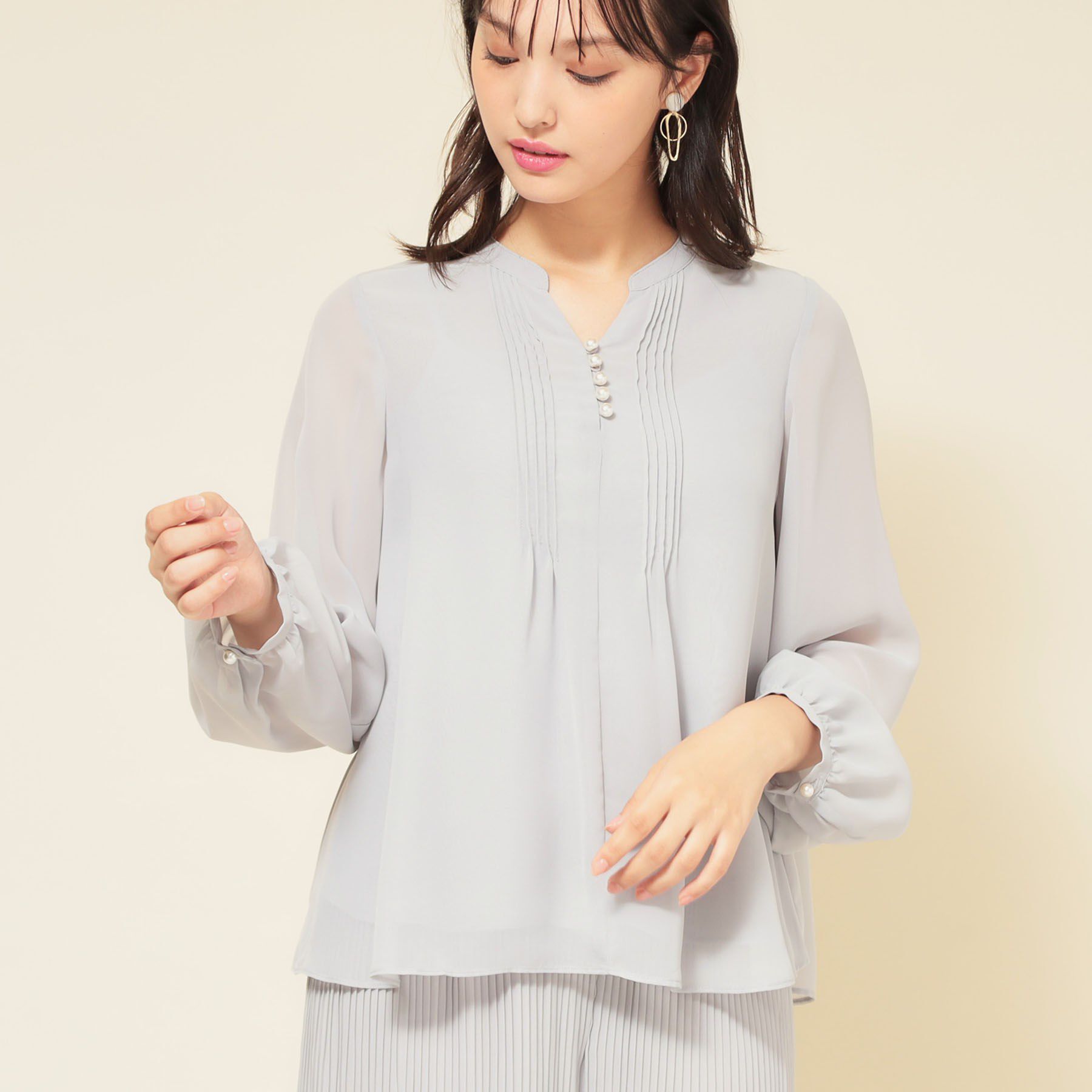 SunaUna「【ピンタック／セットアップ可】シフォンブラウス」|シャツ・ブラウス|