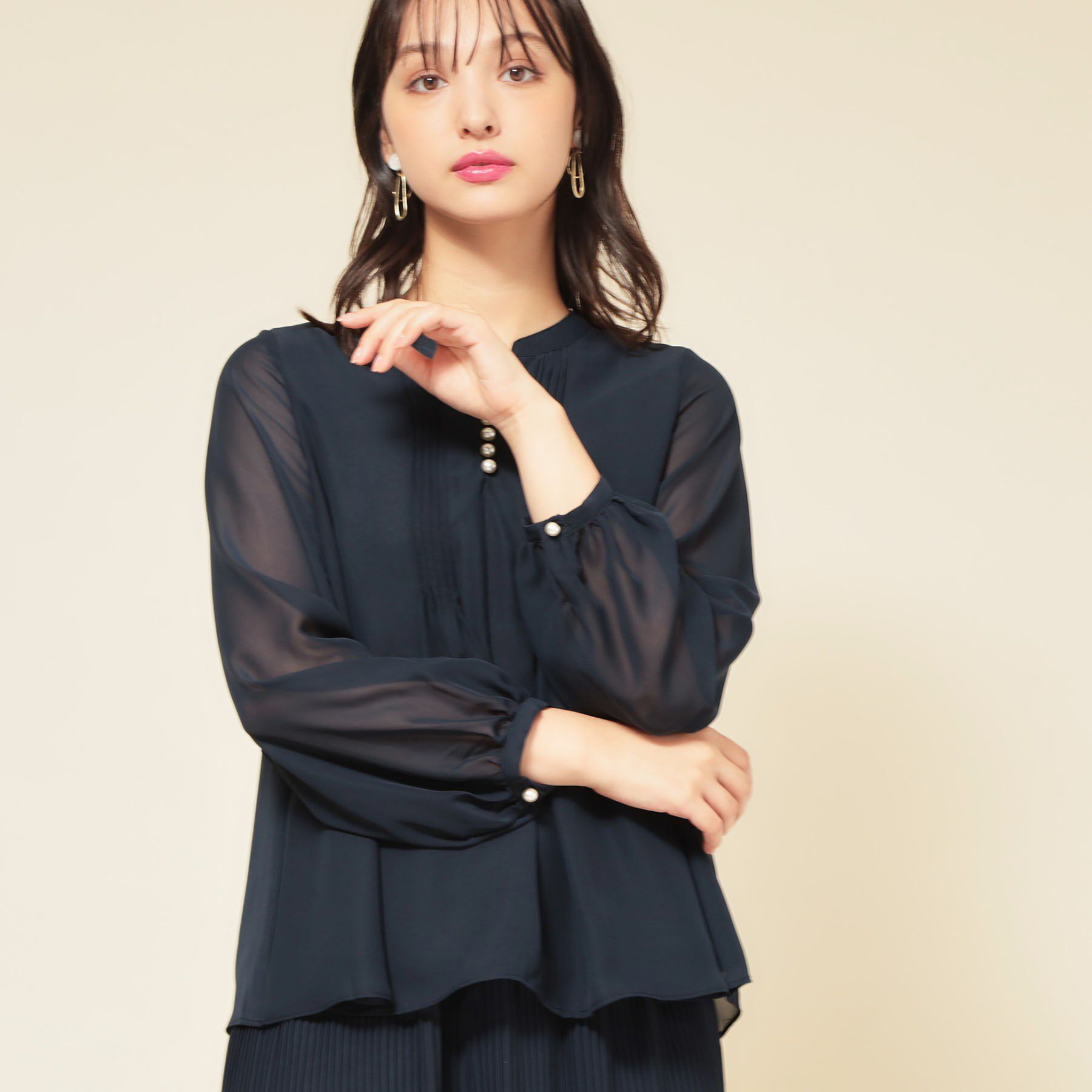 SunaUna「【ピンタック／セットアップ可】シフォンブラウス」|シャツ・ブラウス|