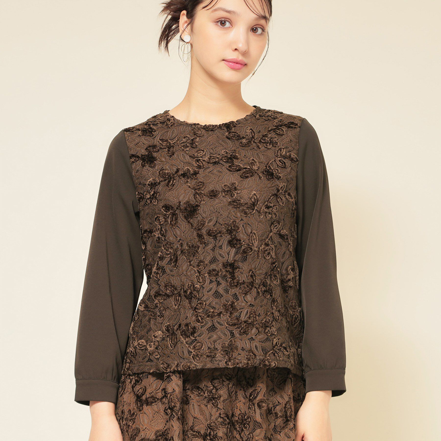 SunaUna「【モールレース／セットアップ可】パフスリーブブラウス」|シャツ・ブラウス|