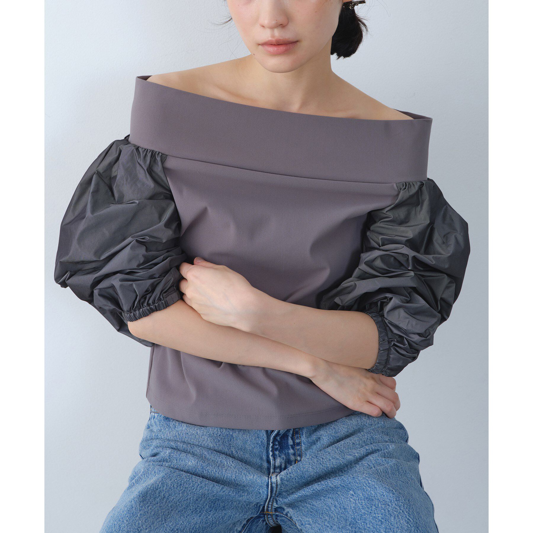 CODE A「puff glow off top」|シャツ・ブラウス|グレー(012)