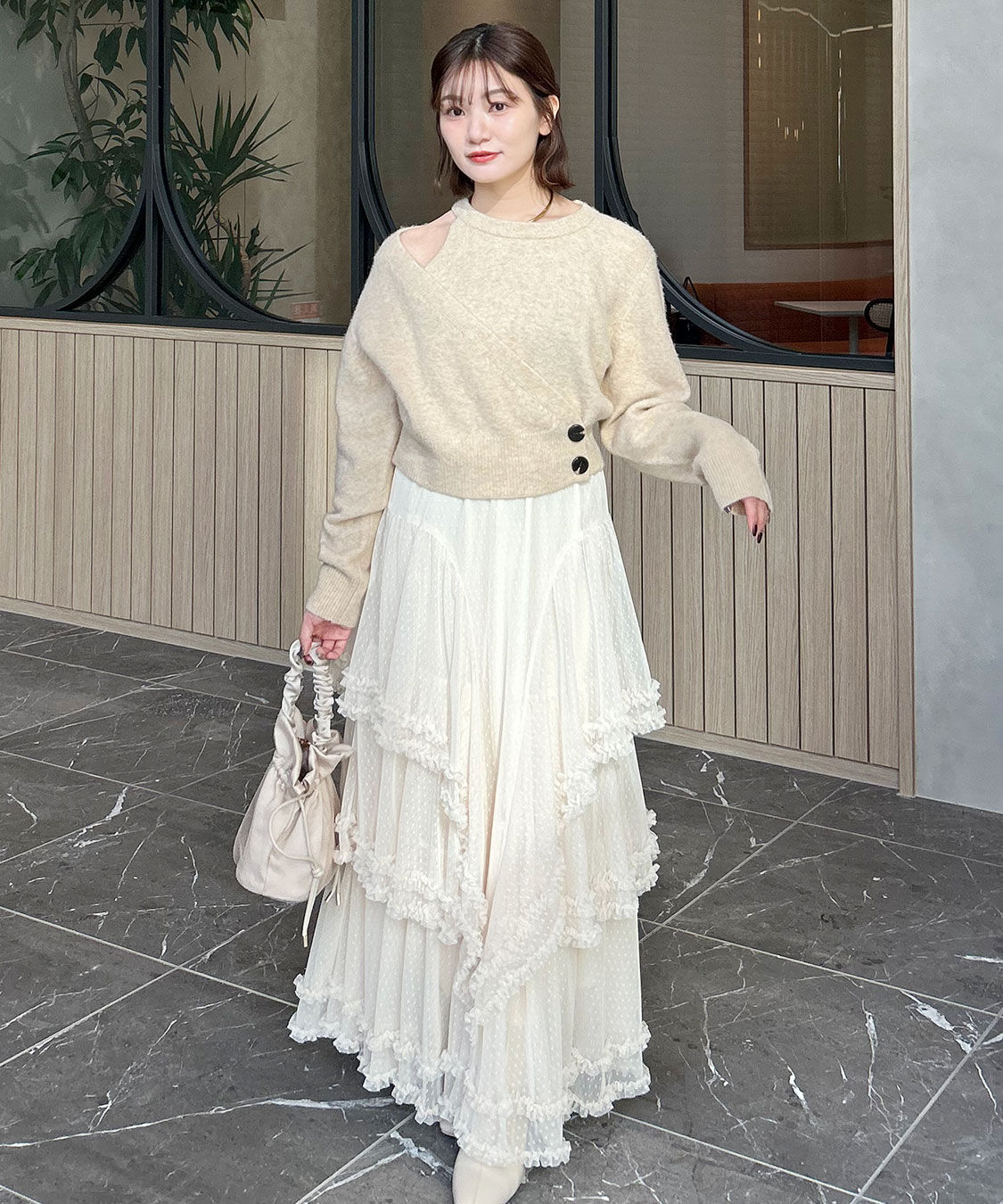 COCO DEAL「ドットチュールティアードフレアスカート」|スカート|オフ