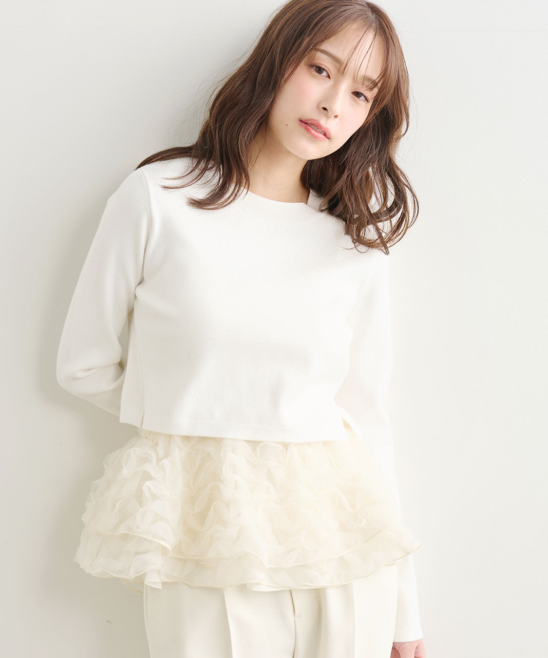 COCO DEAL「フリルペプラムブラウス&times;ニット」|シャツ・ブラウス|