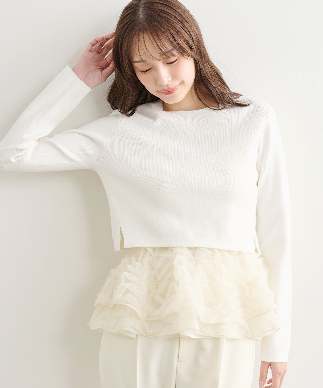 COCO DEAL「フリルペプラムブラウス&times;ニット」|シャツ・ブラウス|