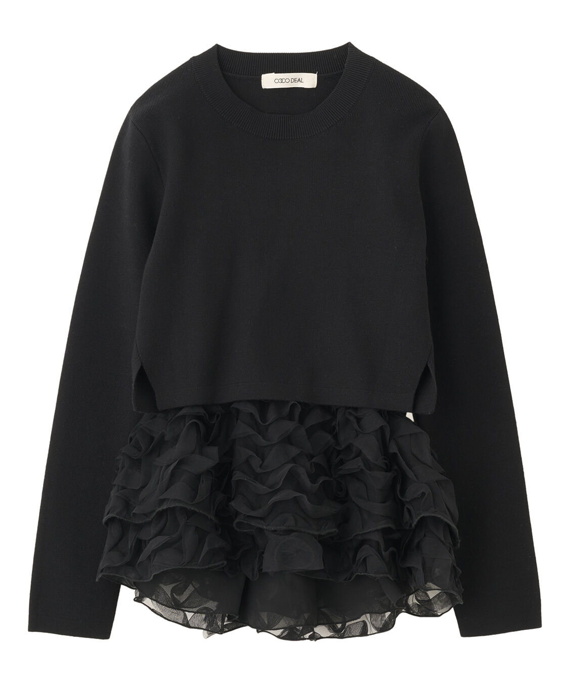 COCO DEAL「フリルペプラムブラウス&times;ニット」|シャツ・ブラウス|ブラック