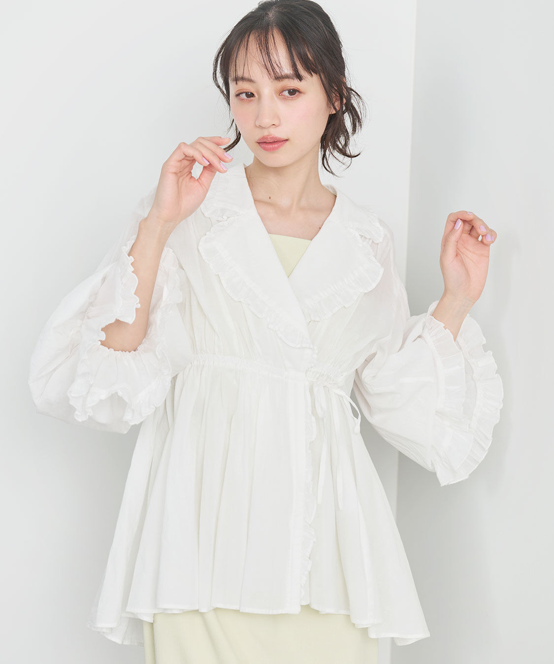 COCO DEAL「オープンカラーフリルブラウス」|シャツ・ブラウス|
