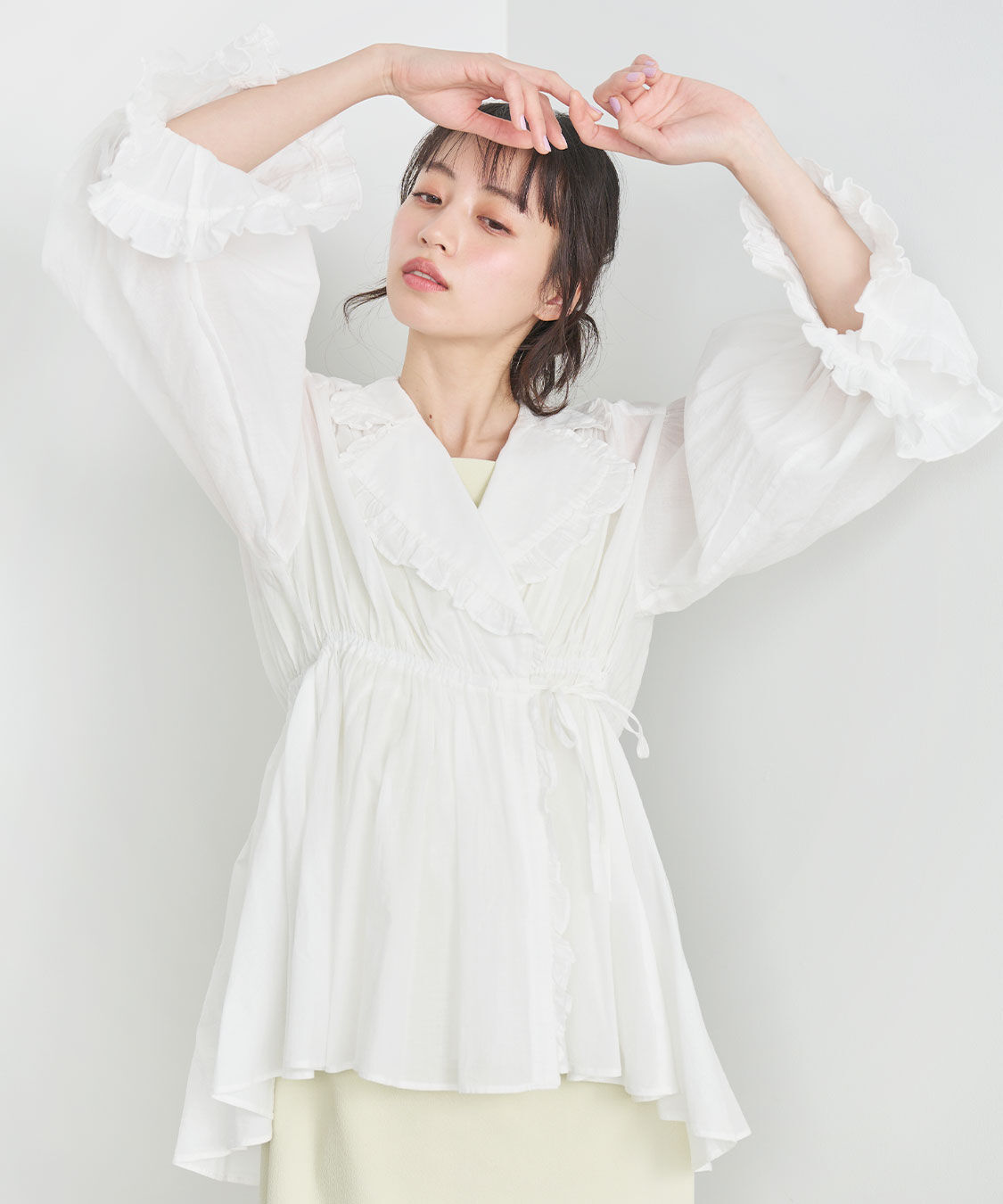 COCO DEAL「オープンカラーフリルブラウス」|シャツ・ブラウス|