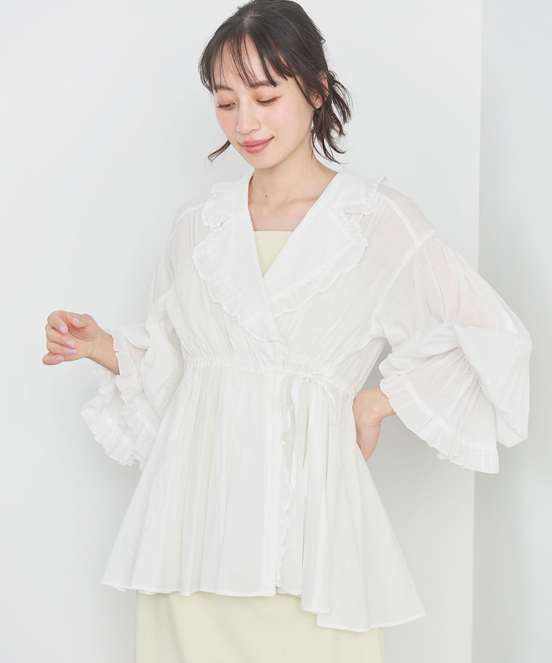 COCO DEAL「オープンカラーフリルブラウス」|シャツ・ブラウス|