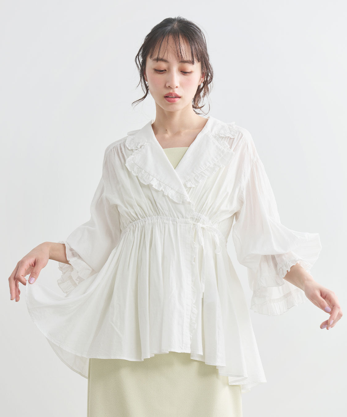 COCO DEAL「オープンカラーフリルブラウス」|シャツ・ブラウス|