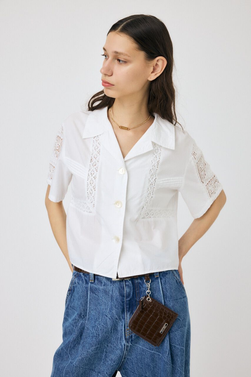 MOUSSY「CROCHET COMBI シャツ」|シャツ・ブラウス|WHT