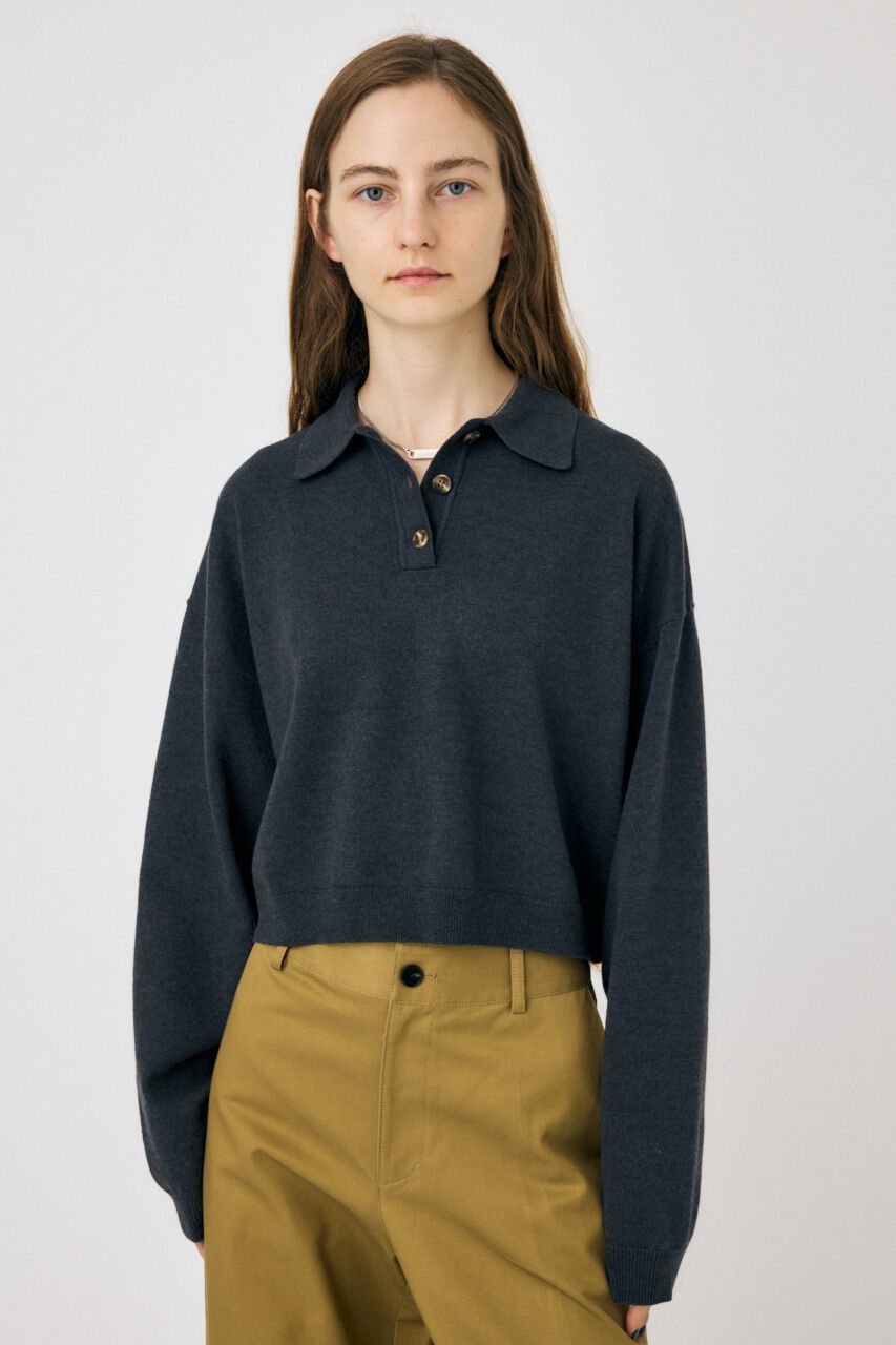 MOUSSY「BOXY KNIT ポロ」|ニット・セーター|C.GRY