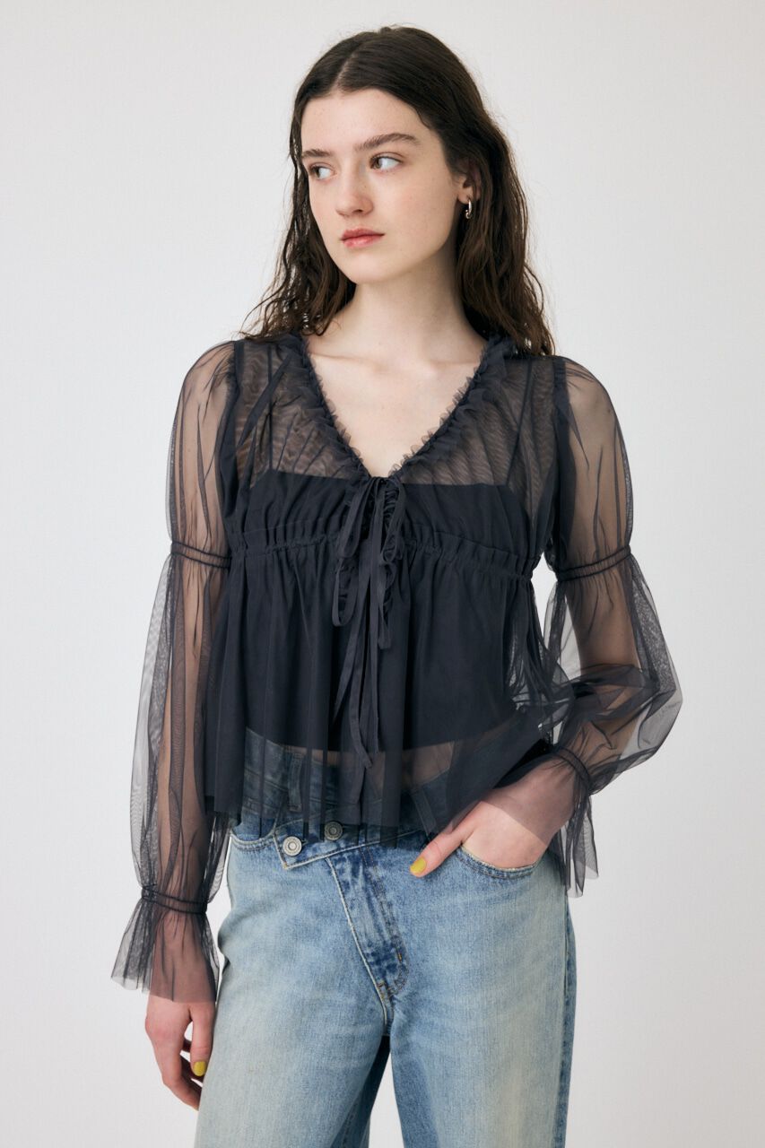 MOUSSY「TULLE LAYERED トップス」|シャツ・ブラウス|GRY