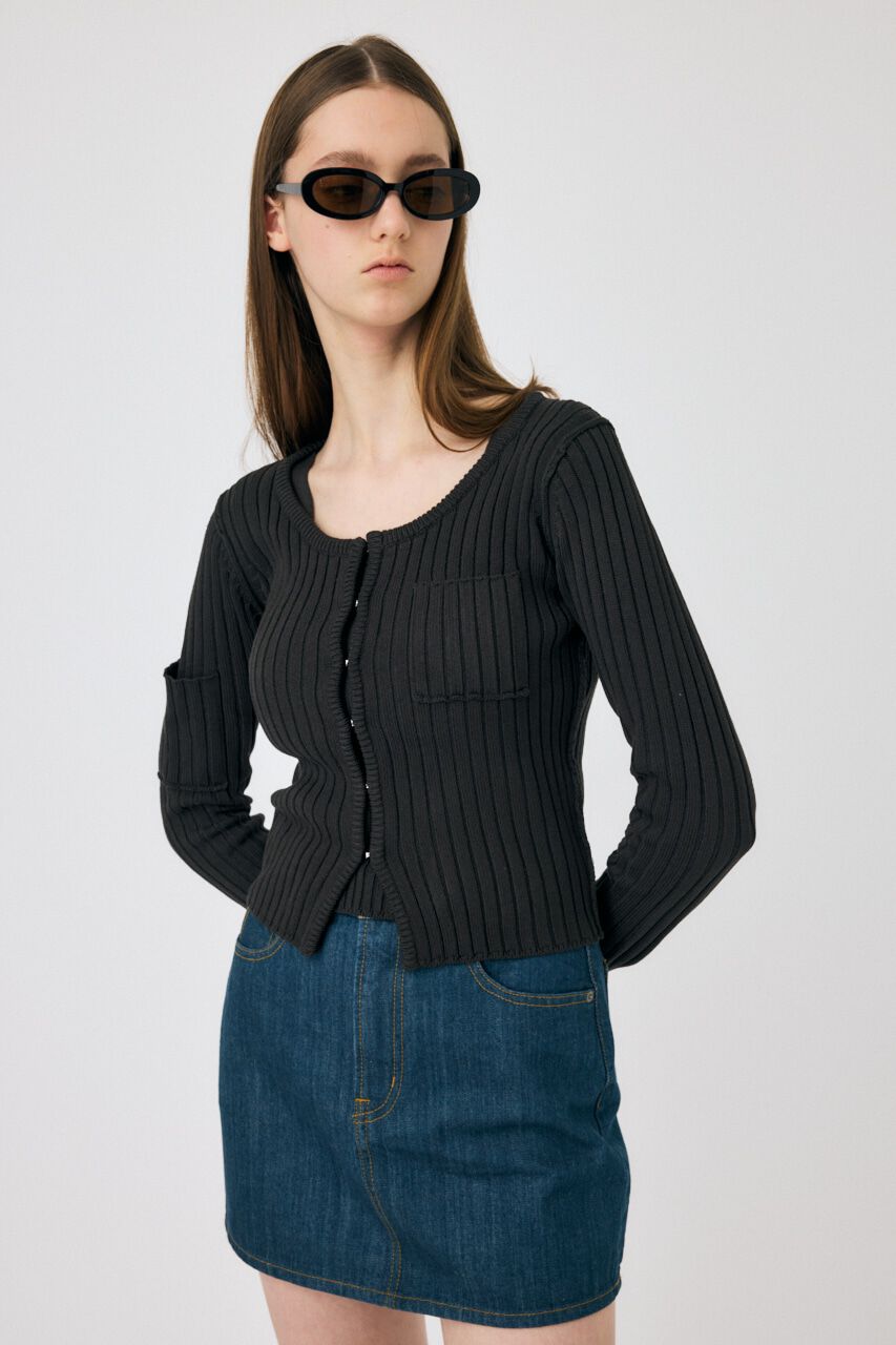 MOUSSY「RIB KNIT CD & タンク」|ニット・セーター|L/BLK1