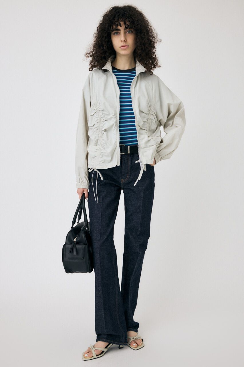 MOUSSY「RIBBON GATHER NYLON ジャケット」|ブルゾン・スタジャン|