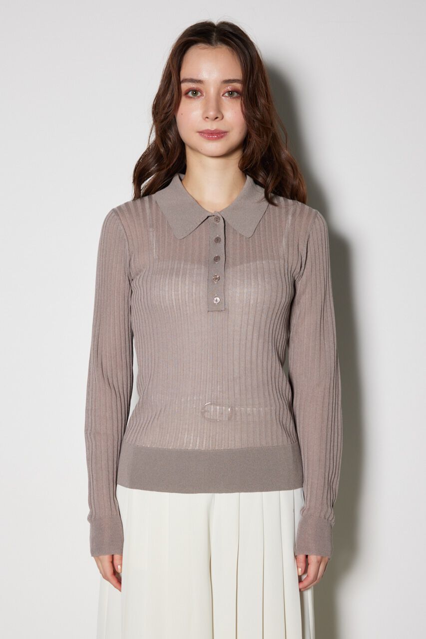 rienda「シアーポロニットトップス」|ニット・セーター|