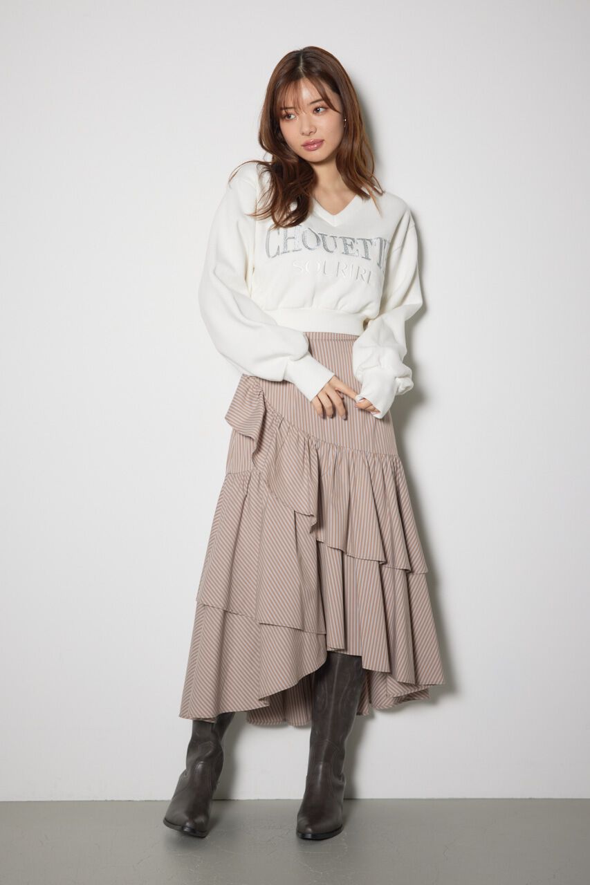 rienda「Vネックショートスウェットトップス」|Tシャツ・カットソー|