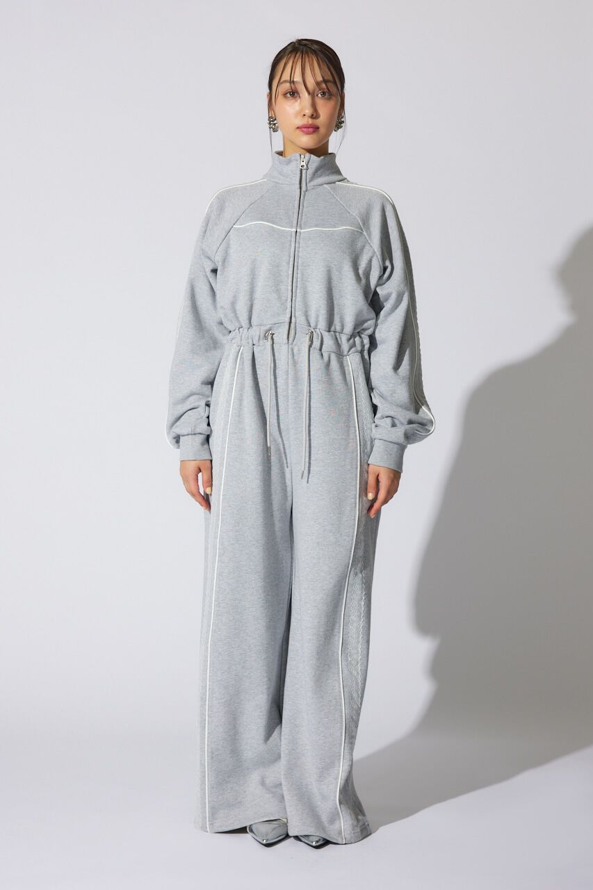 rienda「フロントZIPサイドラインロンパース」|ワンピース|