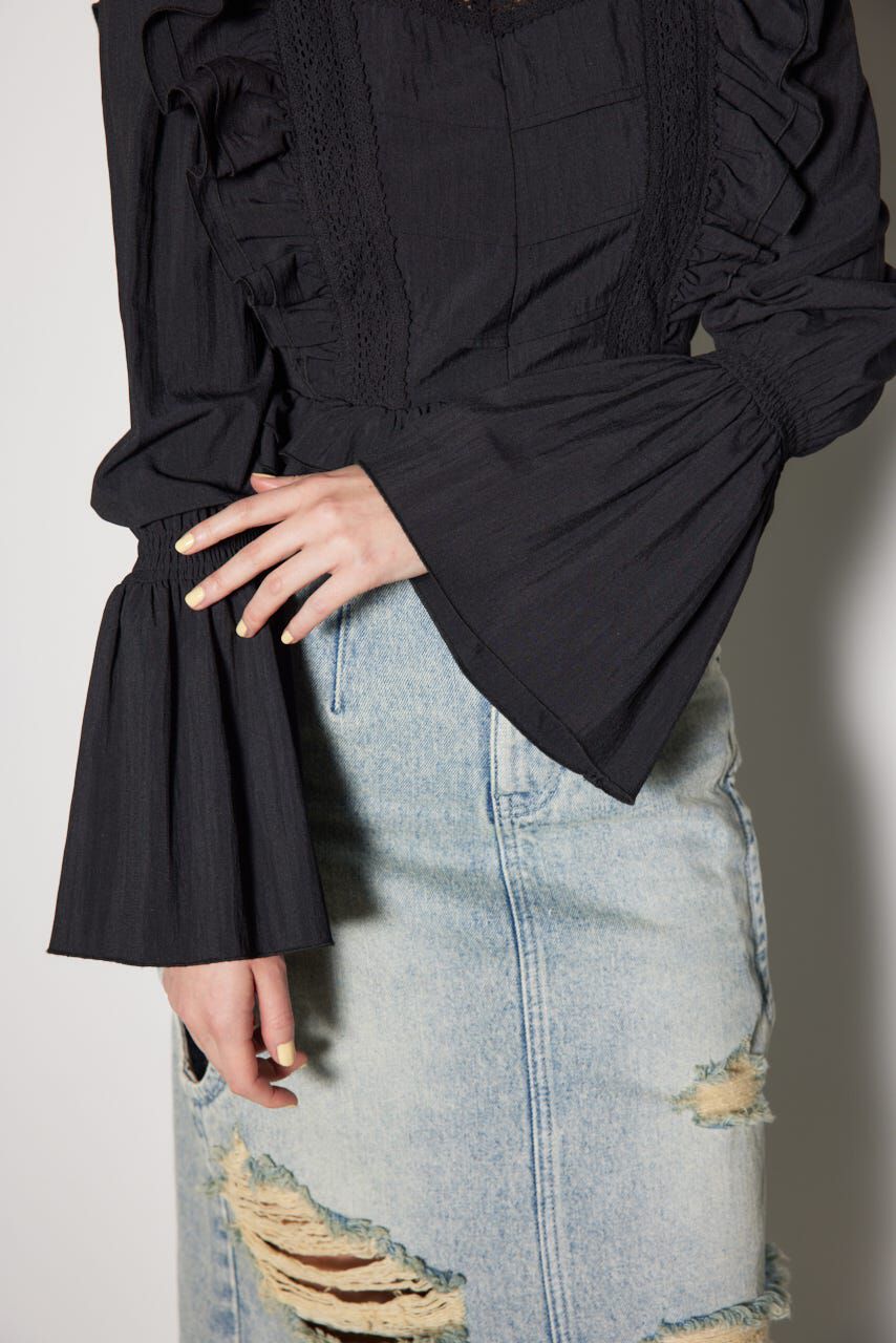 rienda「レースラインペプラムブラウス」|シャツ・ブラウス|