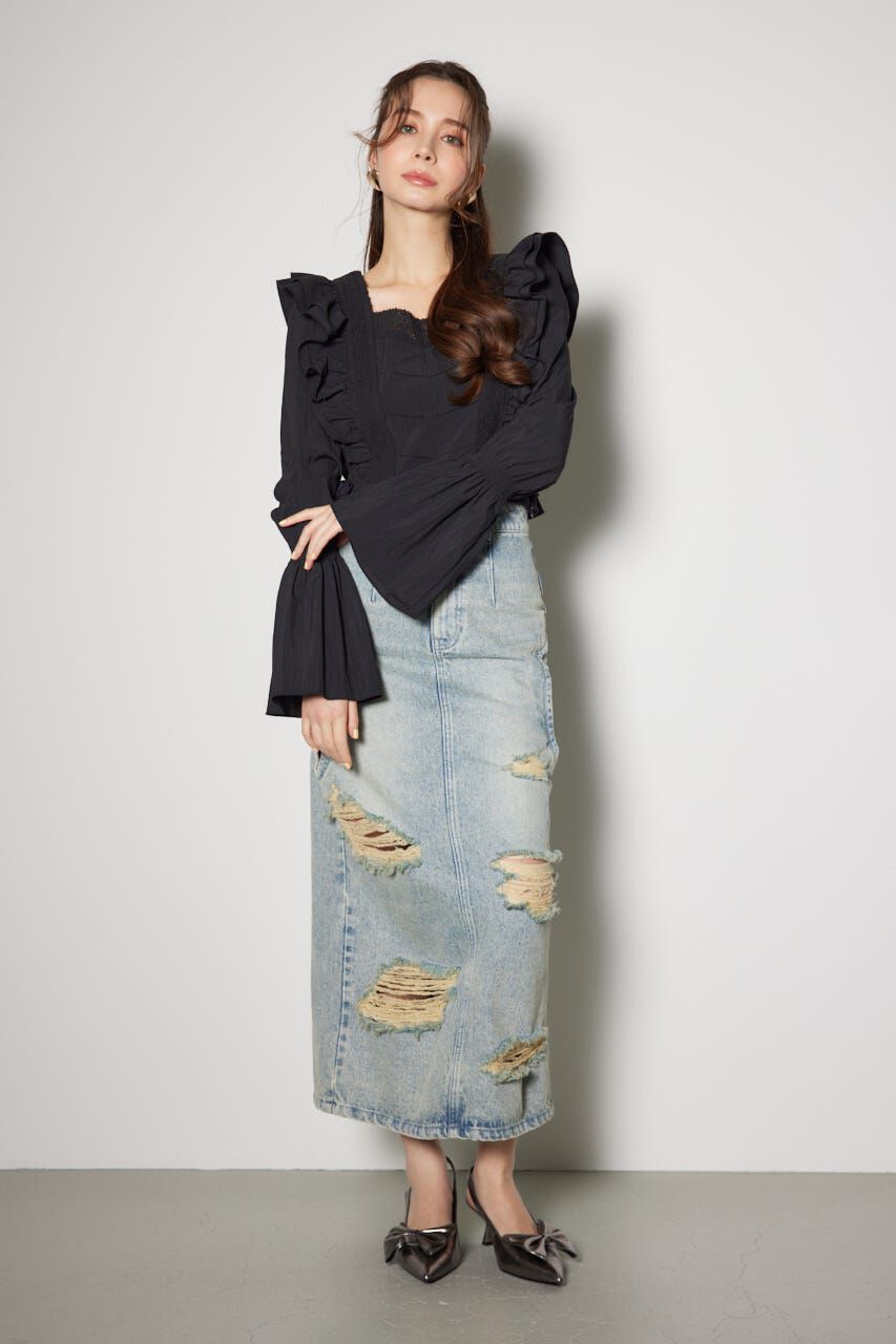 rienda「レースラインペプラムブラウス」|シャツ・ブラウス|