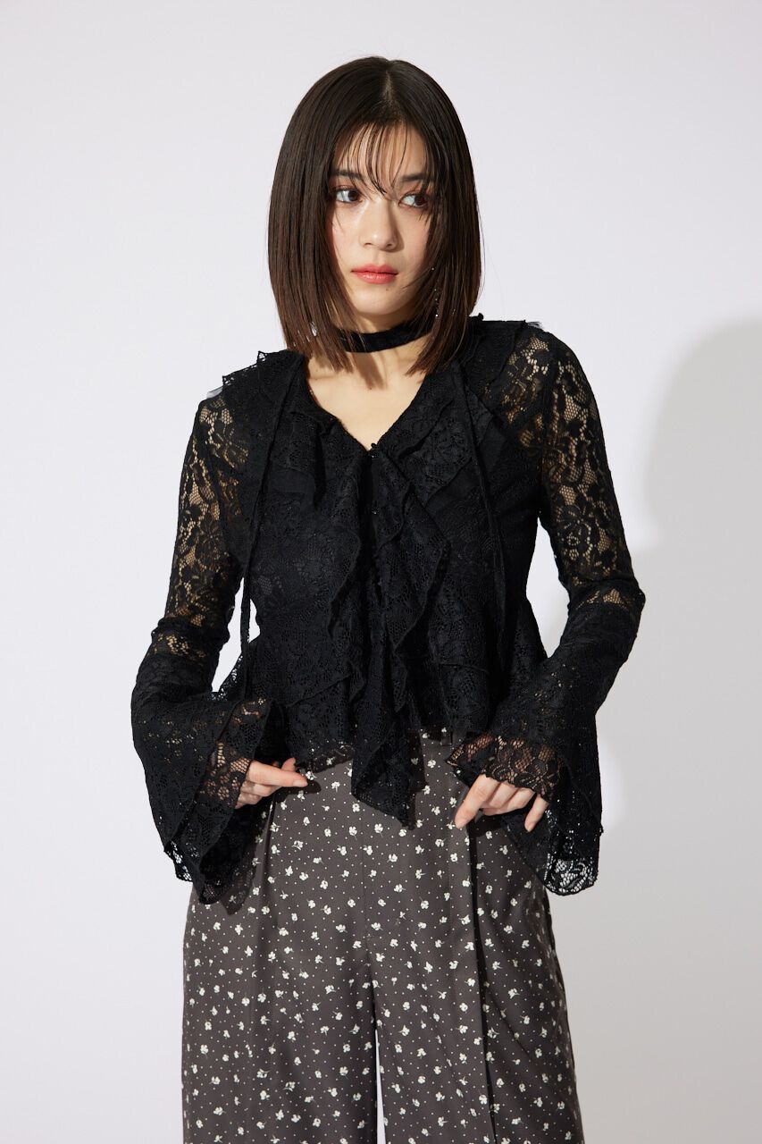 rienda「フリルレースブラウス」|シャツ・ブラウス|