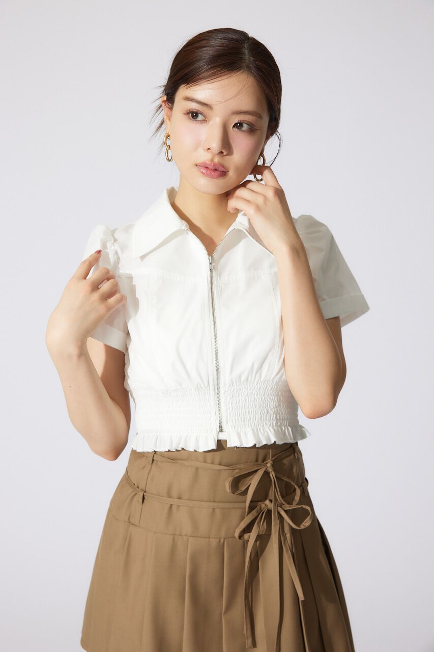 rienda「ウエストシャーリングZIPブラウス」|シャツ・ブラウス|