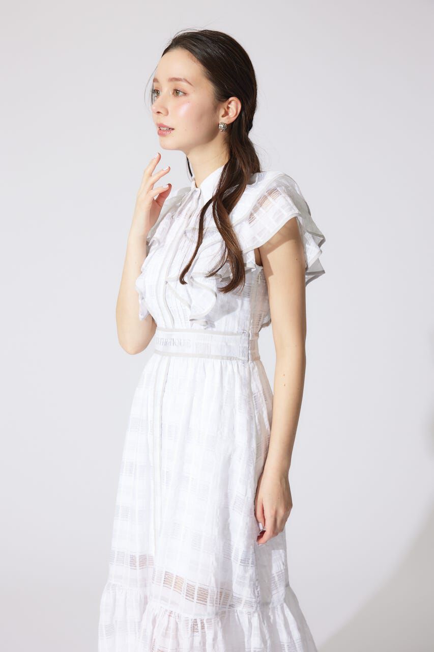 rienda「配色ロゴダブルフリルティアードワンピース」|ワンピース|