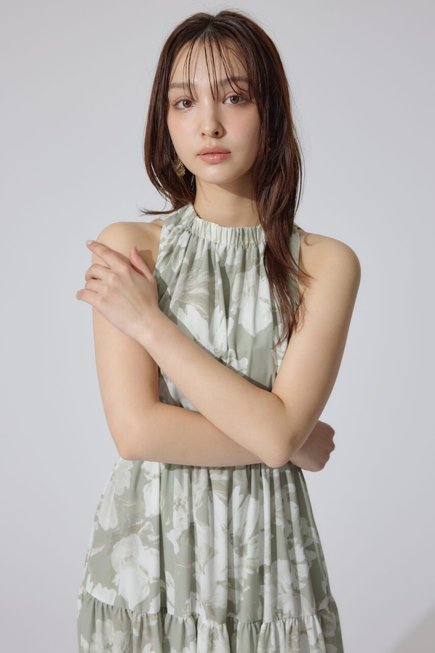 rienda「ホルターネックギャザーフレアワンピース」|ワンピース|