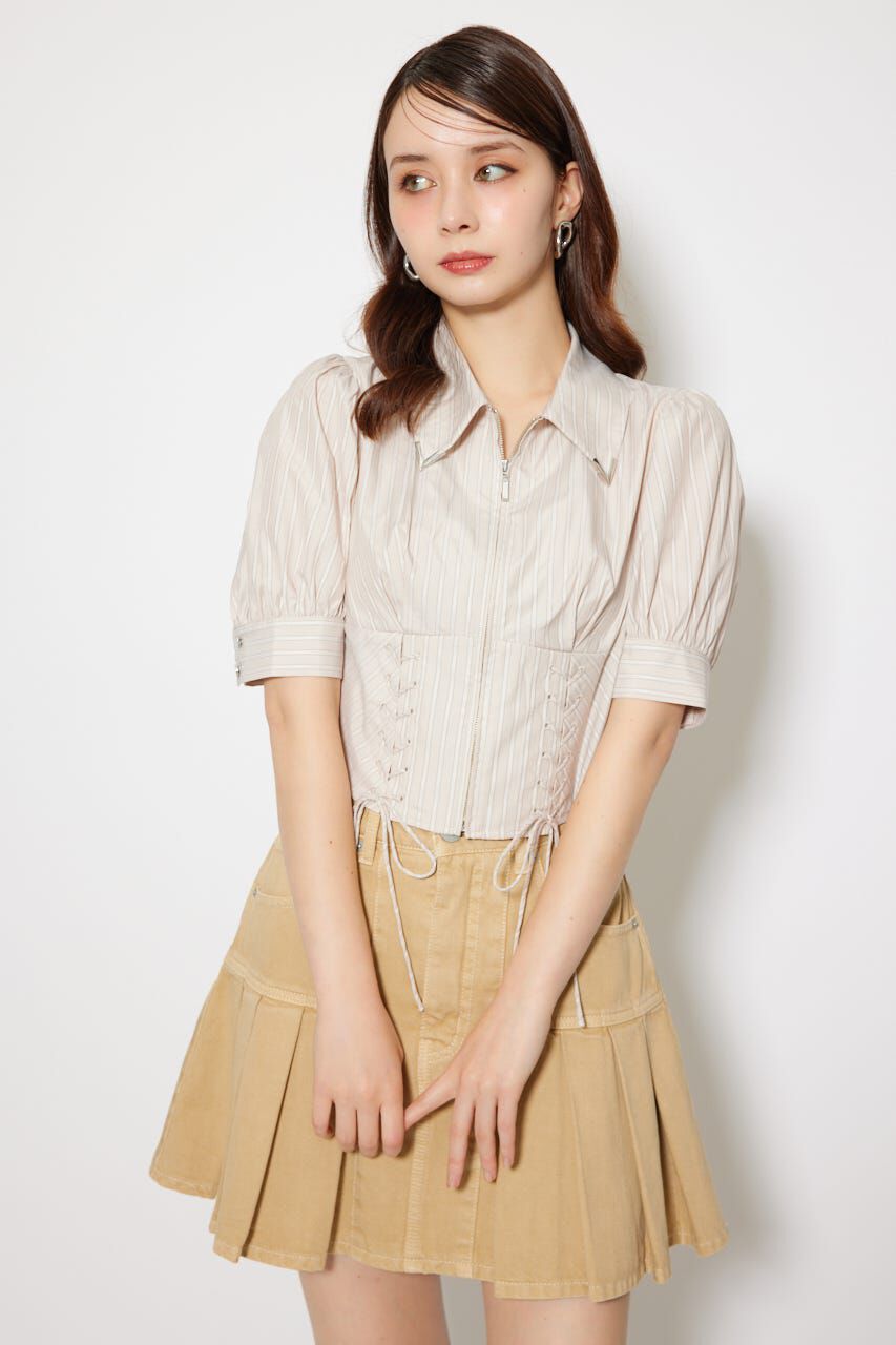 rienda「コンパクトレースアップブラウス」|シャツ・ブラウス|