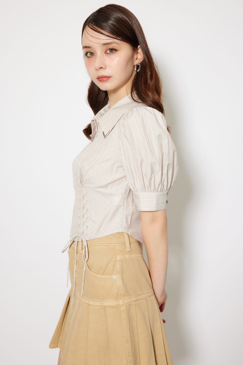 rienda「コンパクトレースアップブラウス」|シャツ・ブラウス|