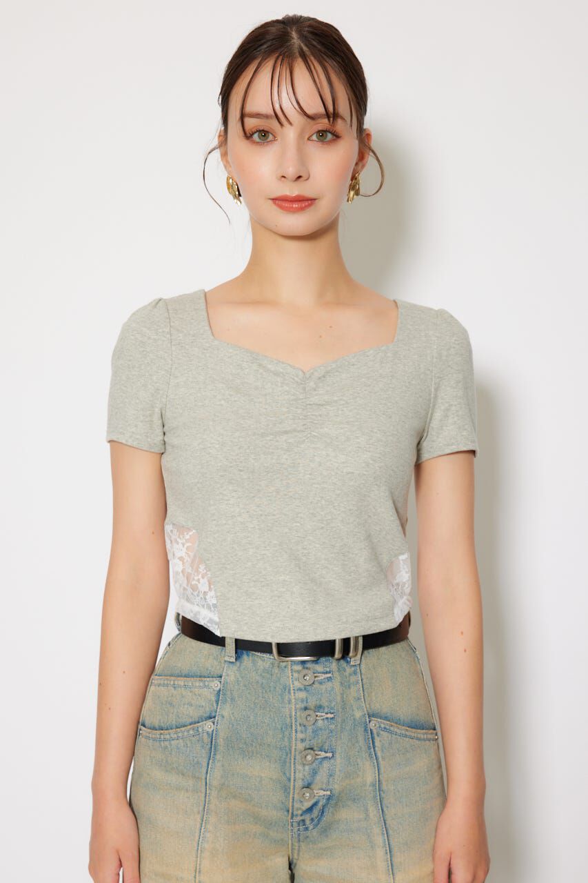 rienda「レースカッティングタイトトップス」|Tシャツ・カットソー|