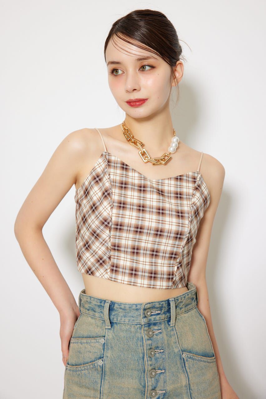 rienda「チェックビスチェ」|キャミソール|BEG