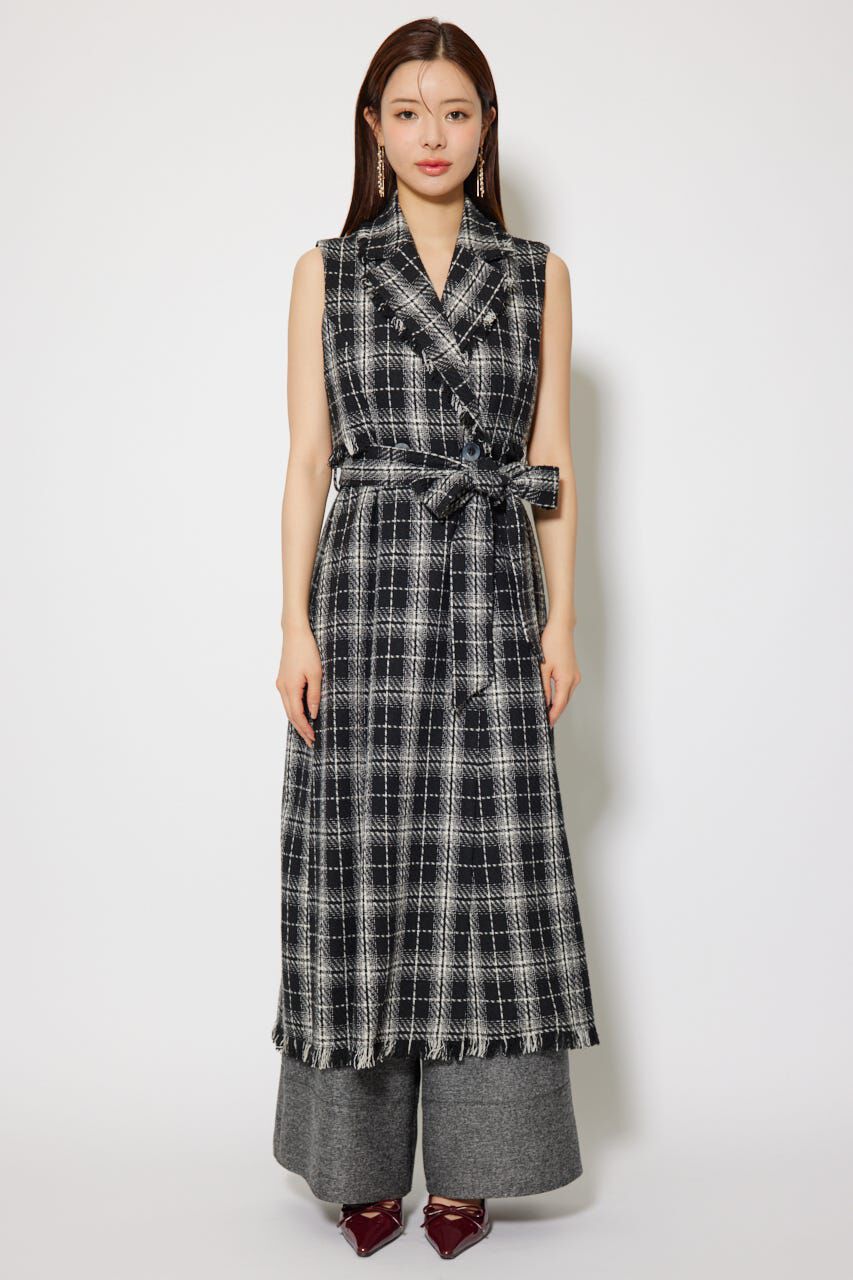 rienda「フリンジロングベスト」|ダウンベスト・ベスト|