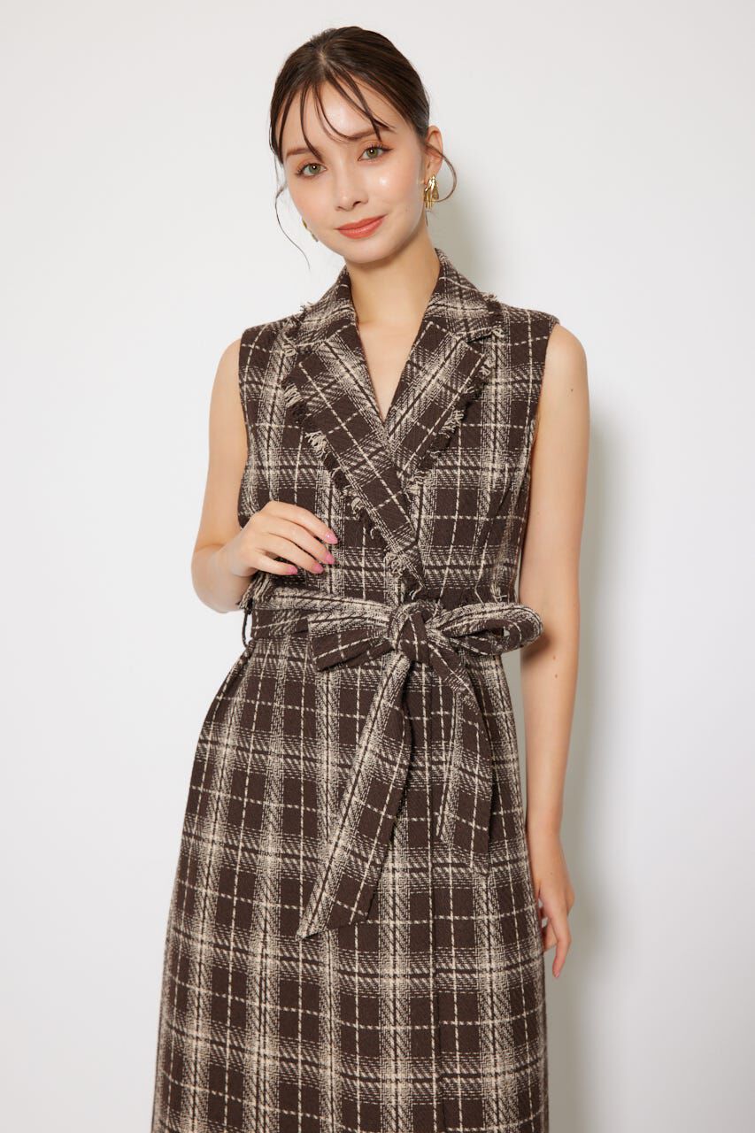 rienda「フリンジロングベスト」|ダウンベスト・ベスト|