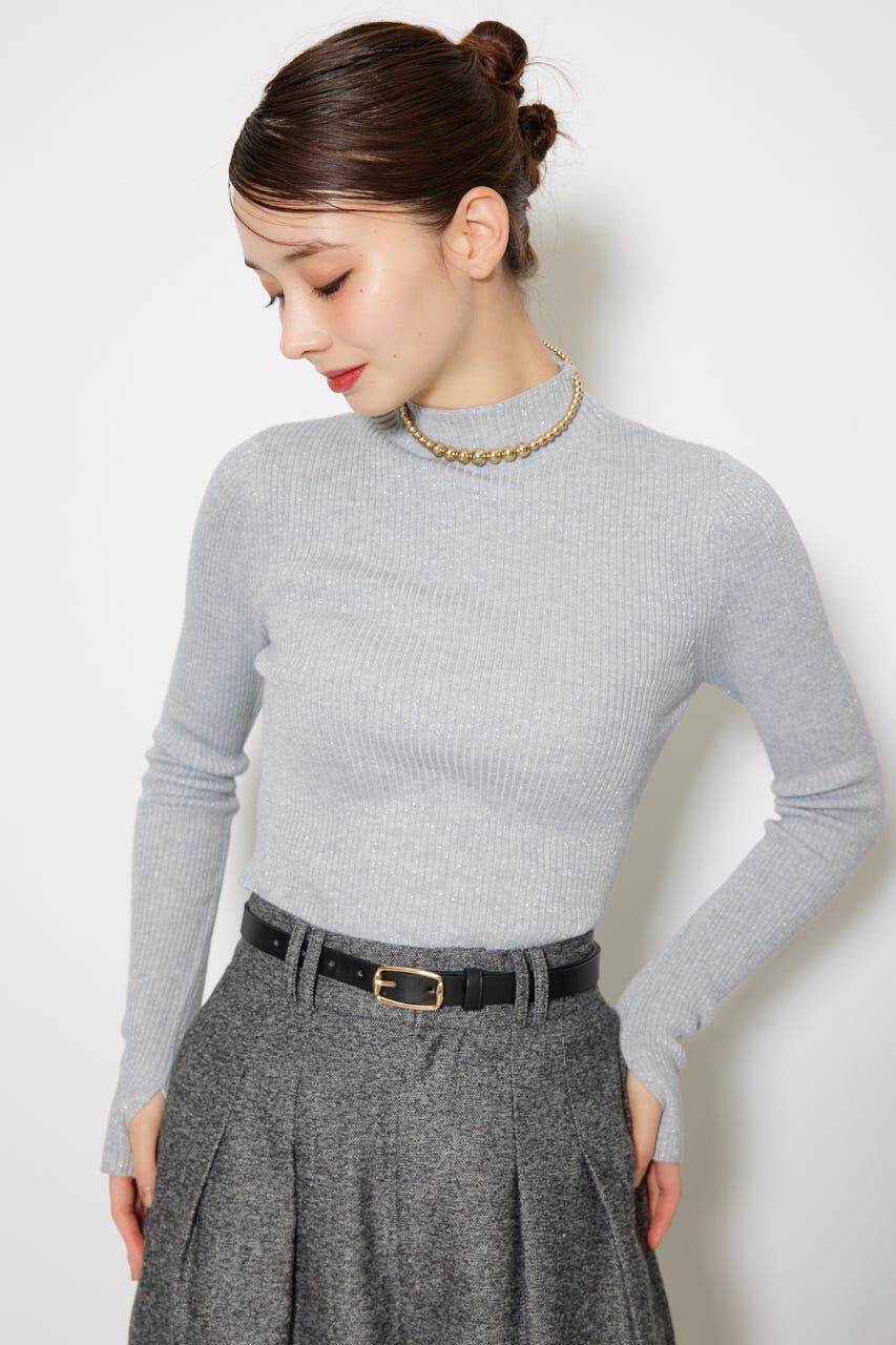 rienda「サムホール付きウォッシャブルハイネックニットトップス」|ニット・セーター|