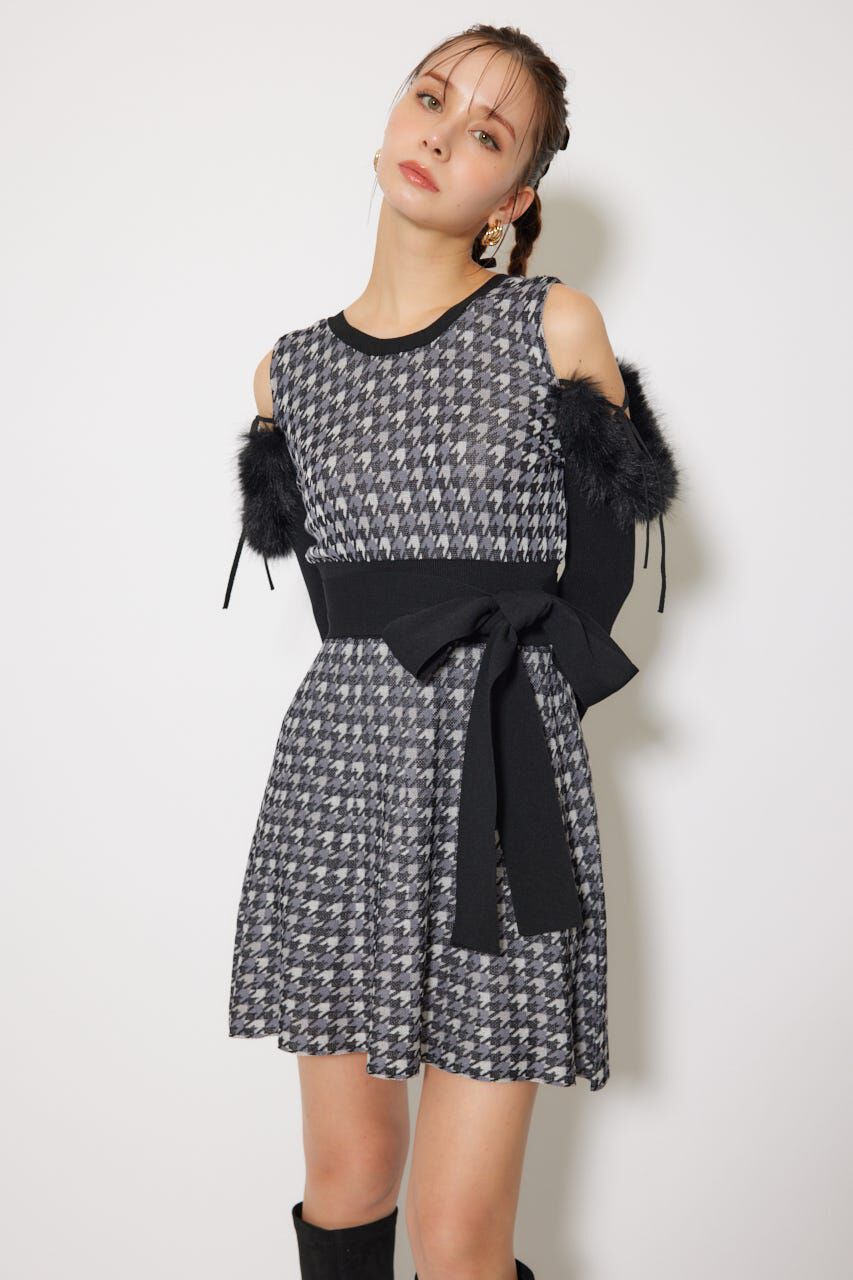 rienda「many wayフェイクファージャガードミニニットワンピース」|ワンピース|