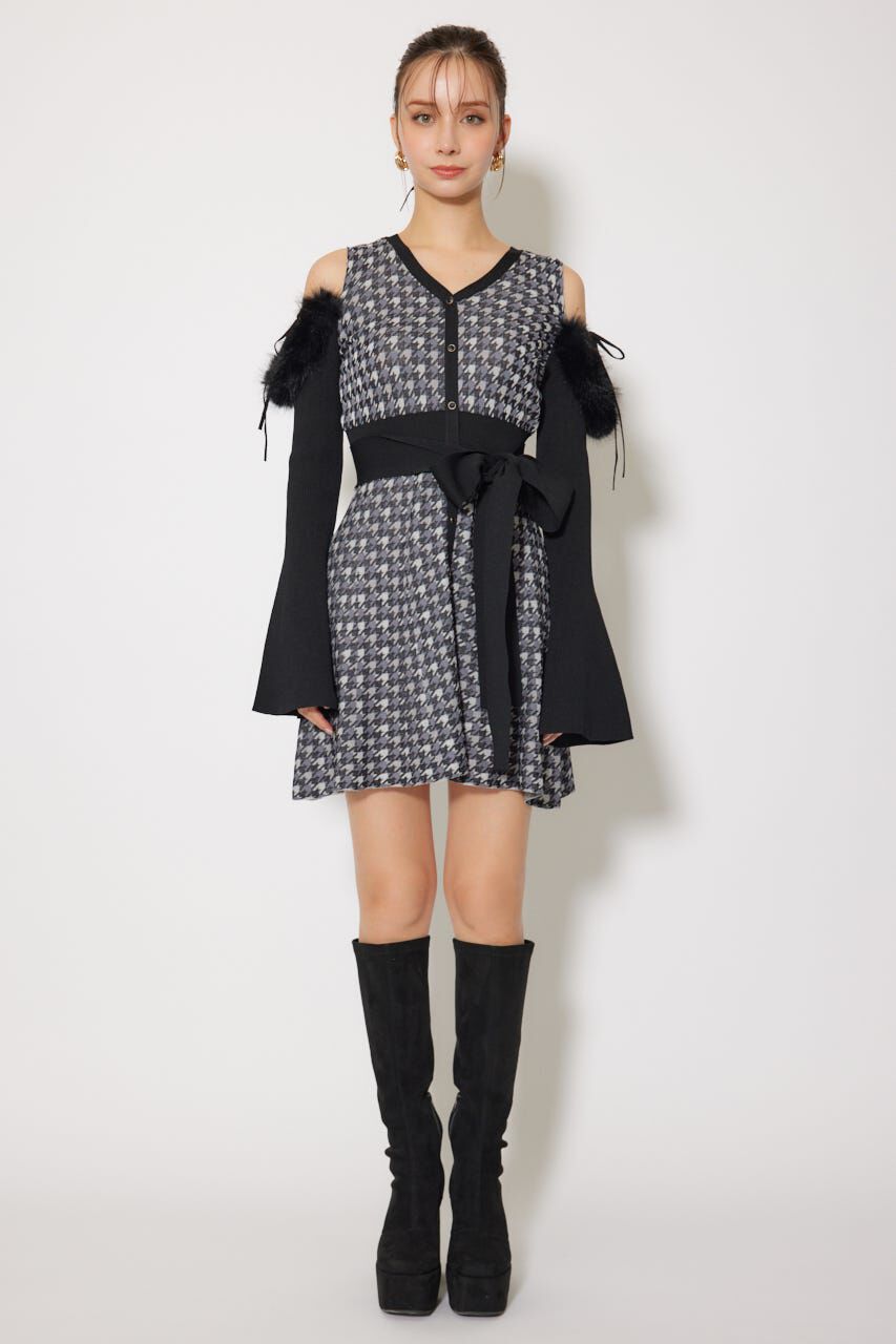 rienda「many wayフェイクファージャガードミニニットワンピース」|ワンピース|