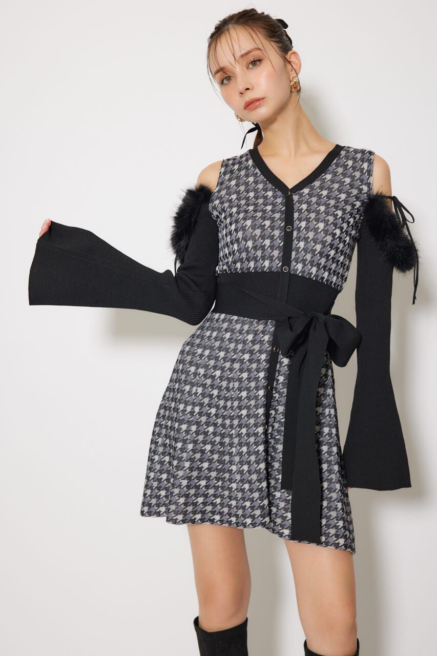 rienda「many wayフェイクファージャガードミニニットワンピース」|ワンピース|