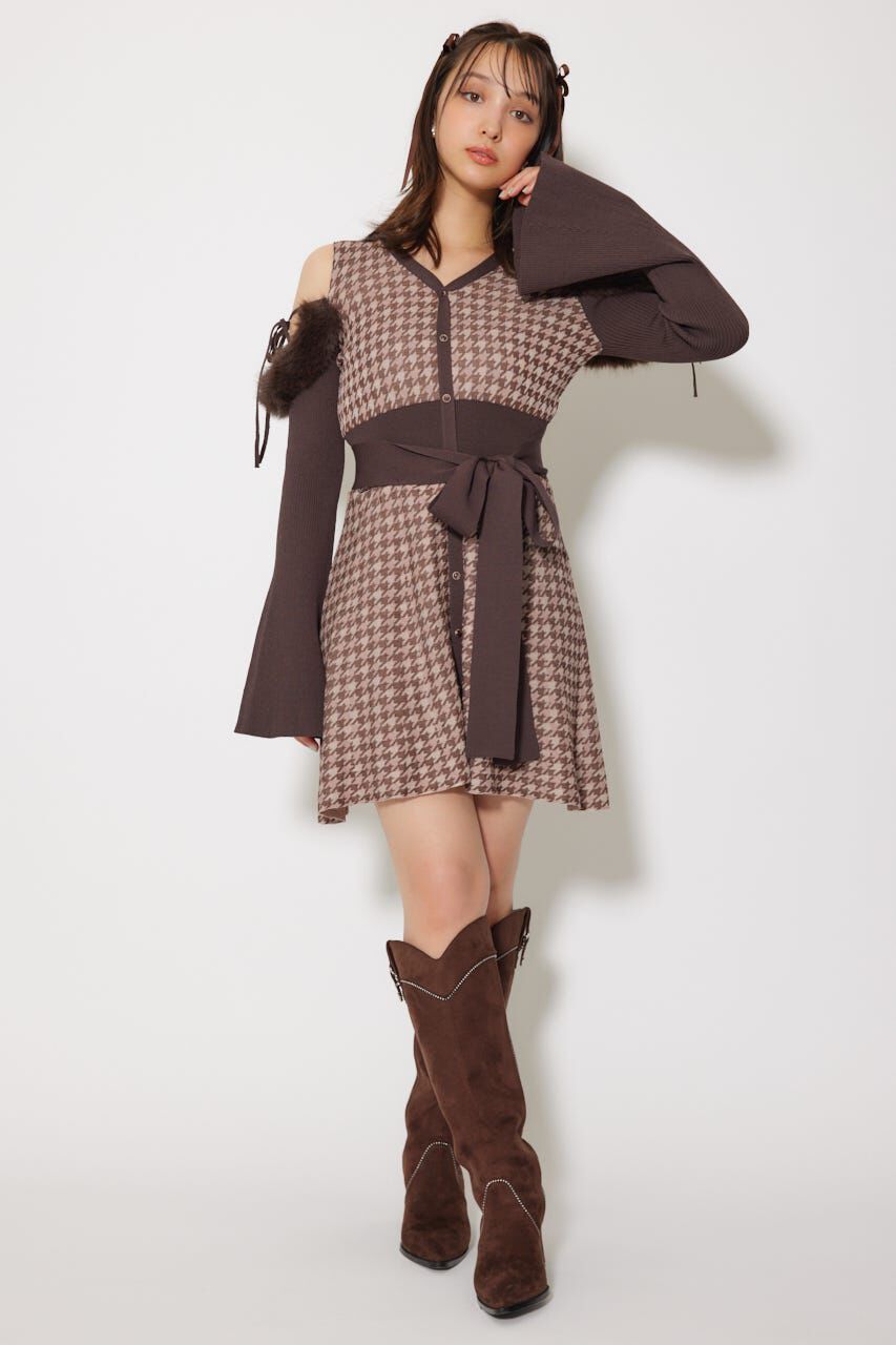 rienda「many wayフェイクファージャガードミニニットワンピース」|ワンピース|