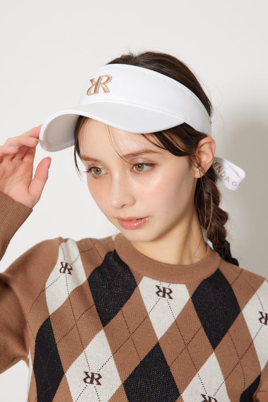 rienda「RRロゴリボン付きサンバイザー」|その他|WHT