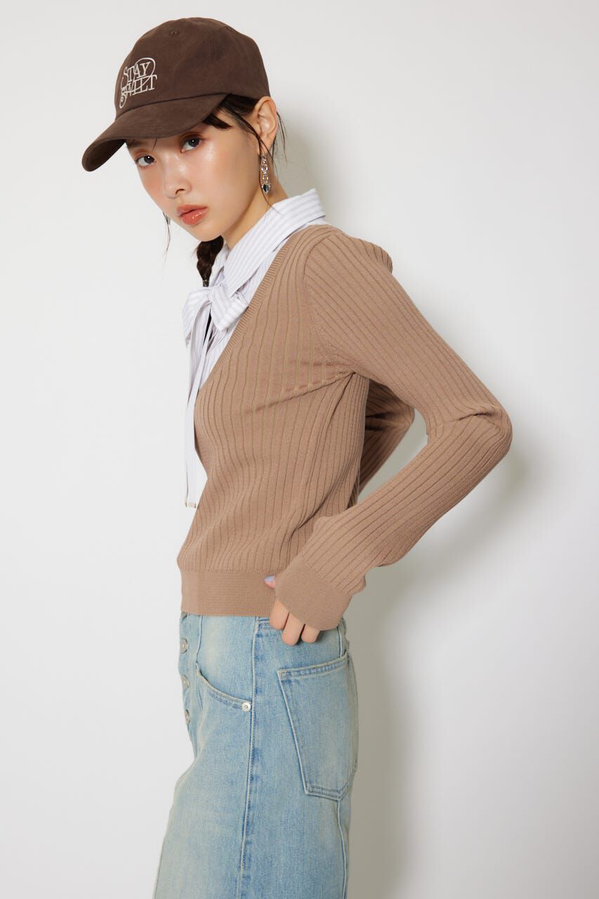 rienda「シャツドッキングロングスリーブニットトップス」|ニット・セーター|