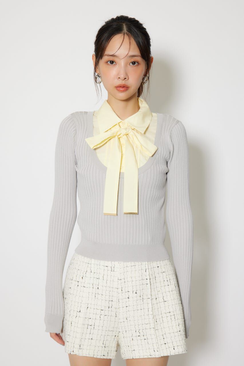 rienda「シャツドッキングロングスリーブニットトップス」|ニット・セーター|