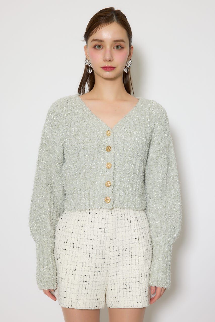 rienda「デザインボタンオフショルニットカーディガントップス」|ニット・セーター|