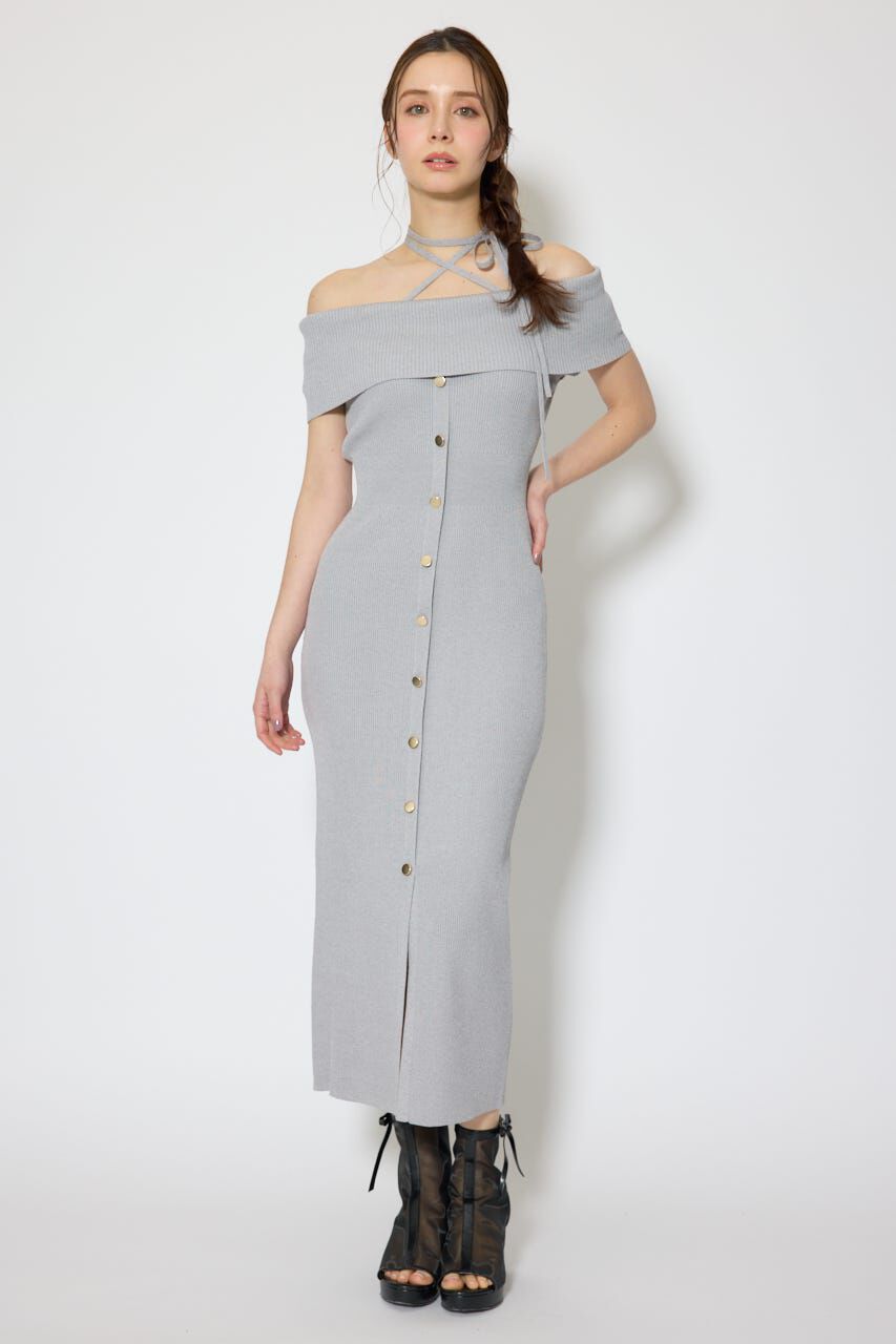 rienda「オフショルダーニットタイトワンピース」|ワンピース|GRY