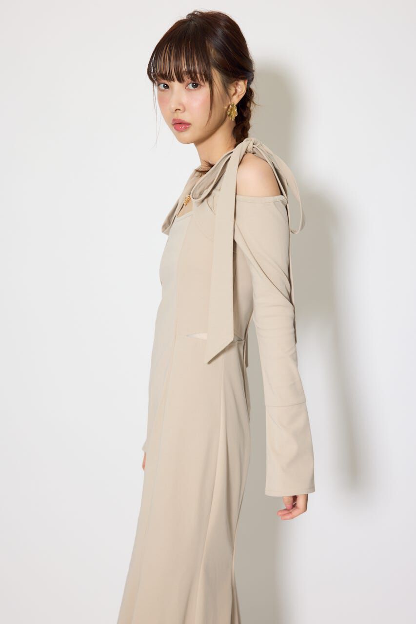 rienda「ショルダーリボンオフショルカットワンピース」|ワンピース|